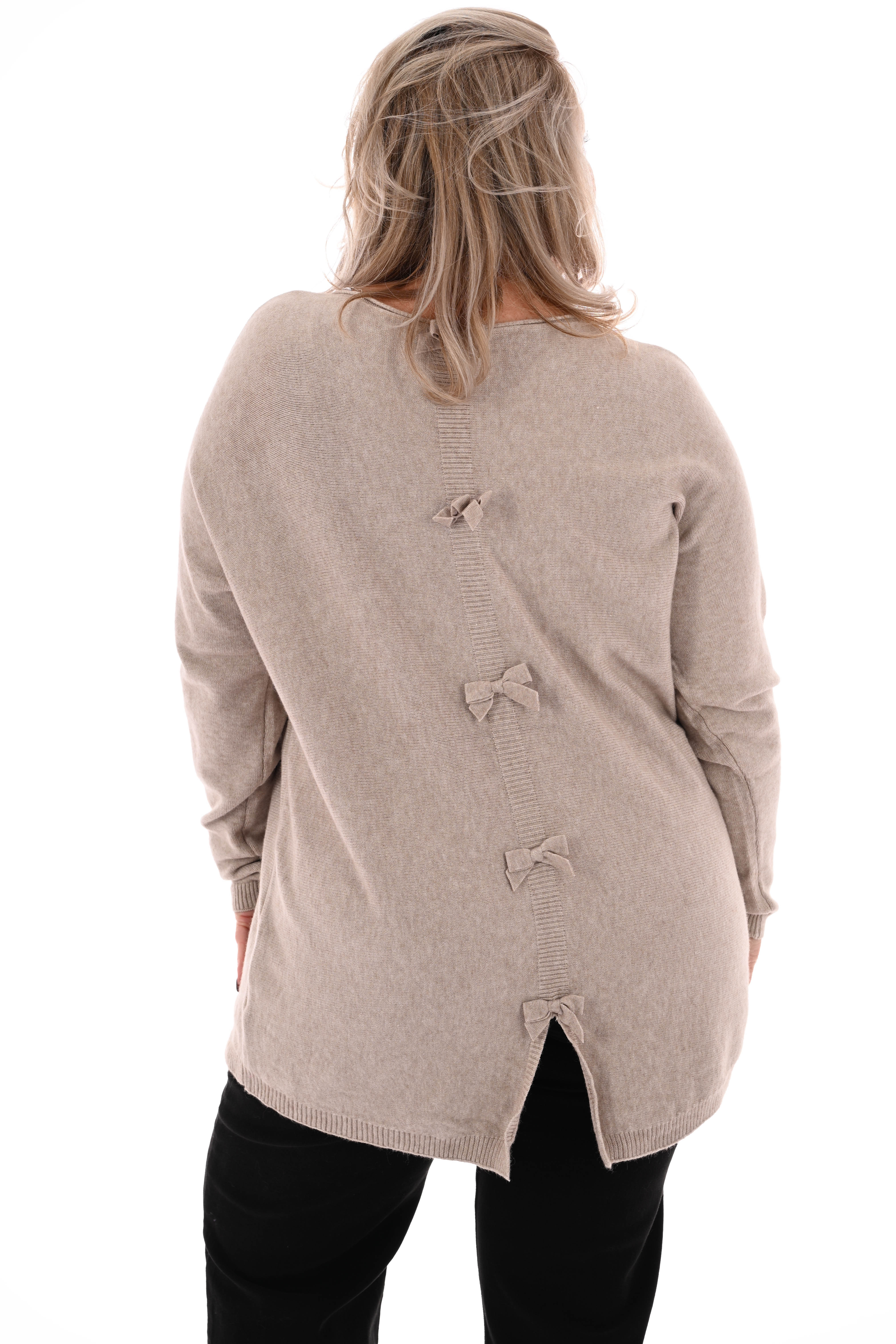 Trui met strikjes rug beige