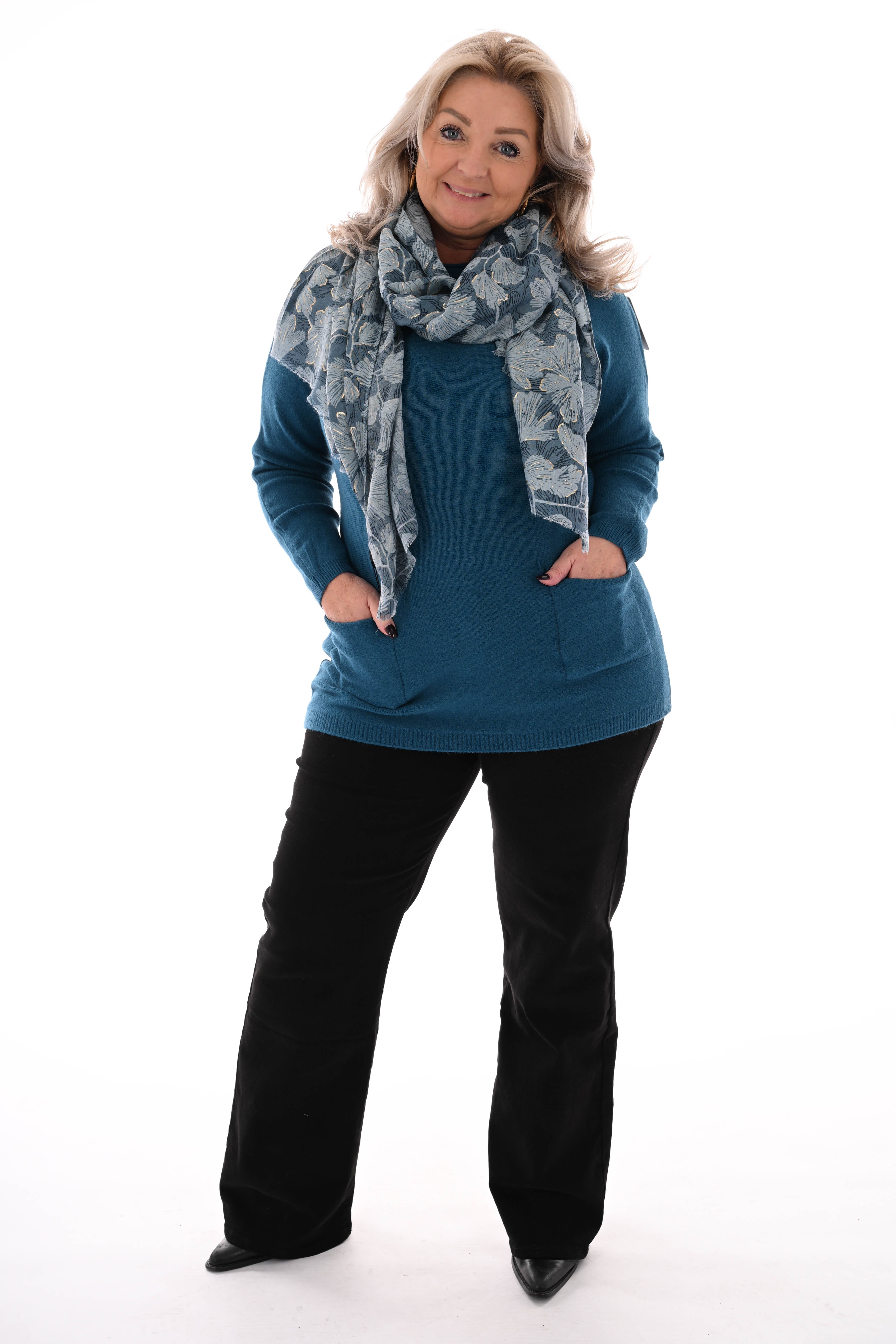 Trui met strikjes rug petrol