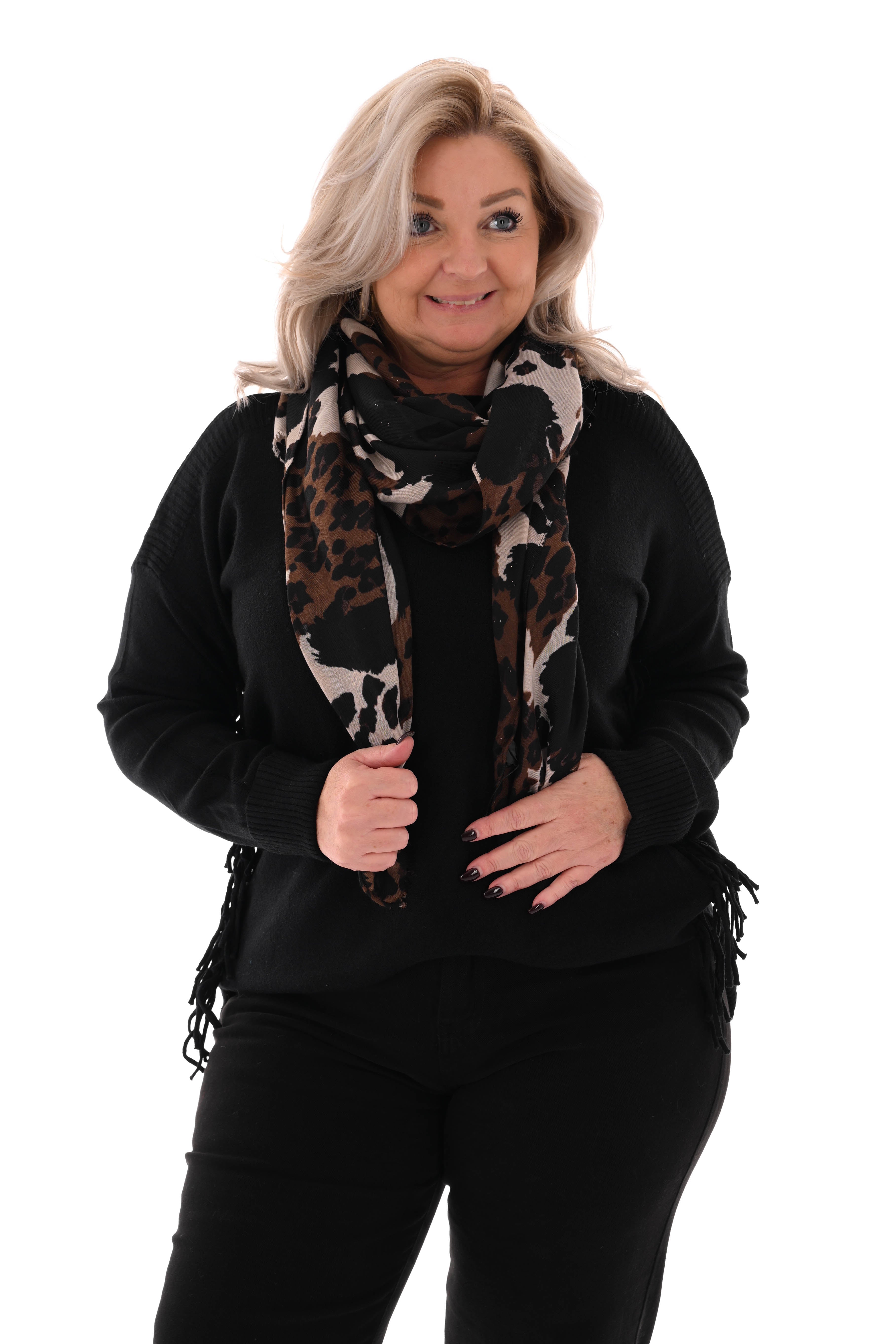 Trui zij franjes zwart