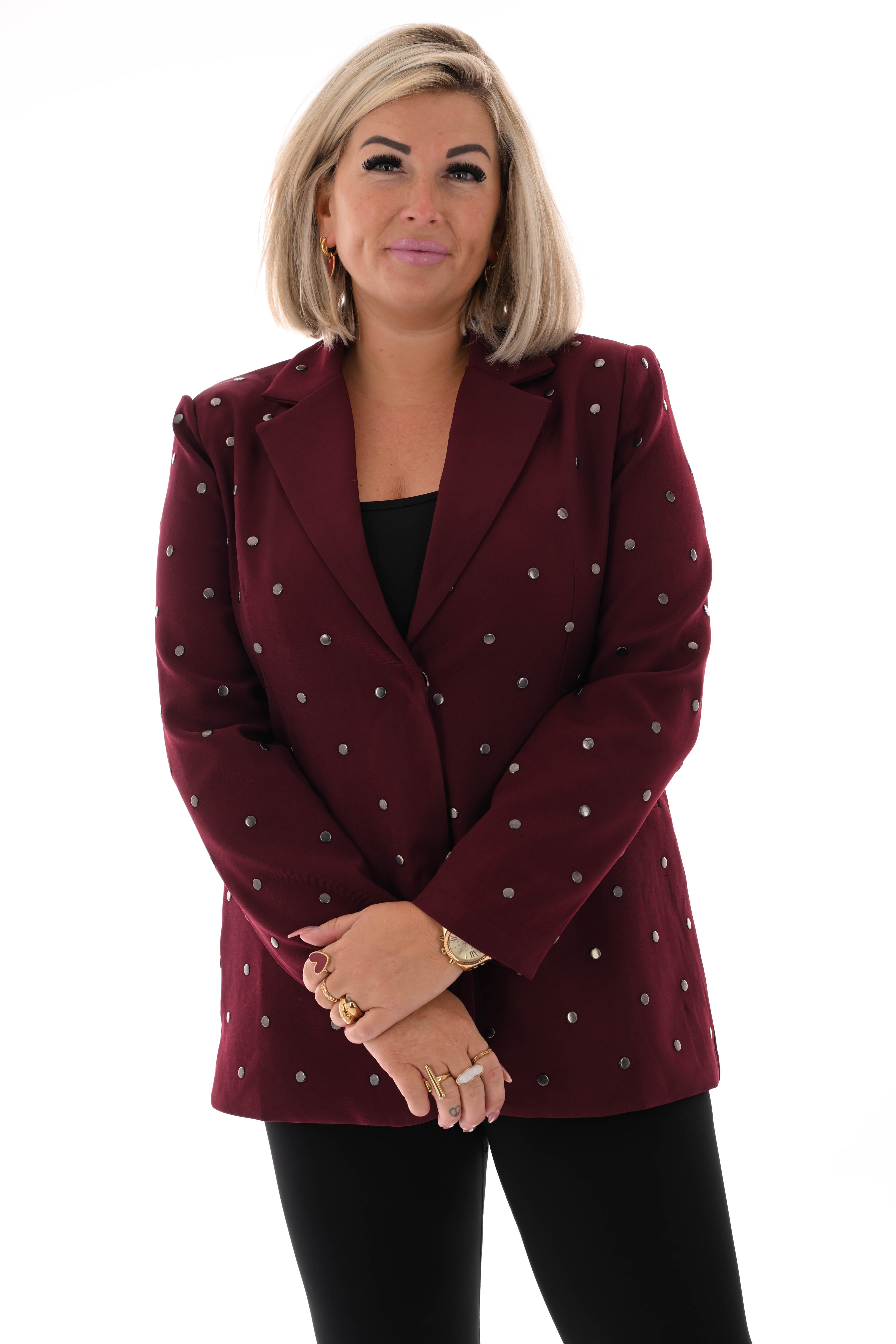 Blazer met dot studs bordeaux