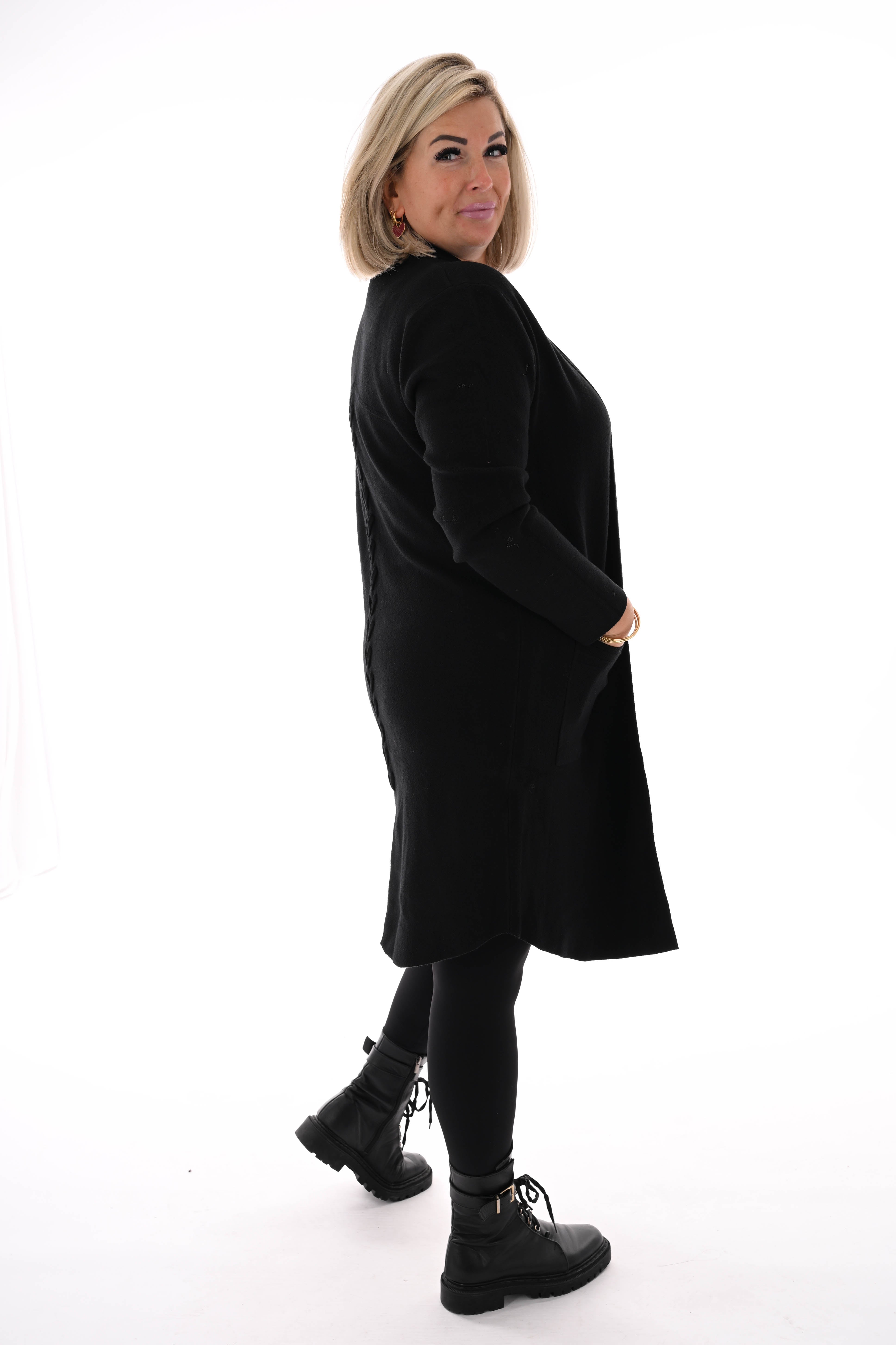 Vest half lang zwart