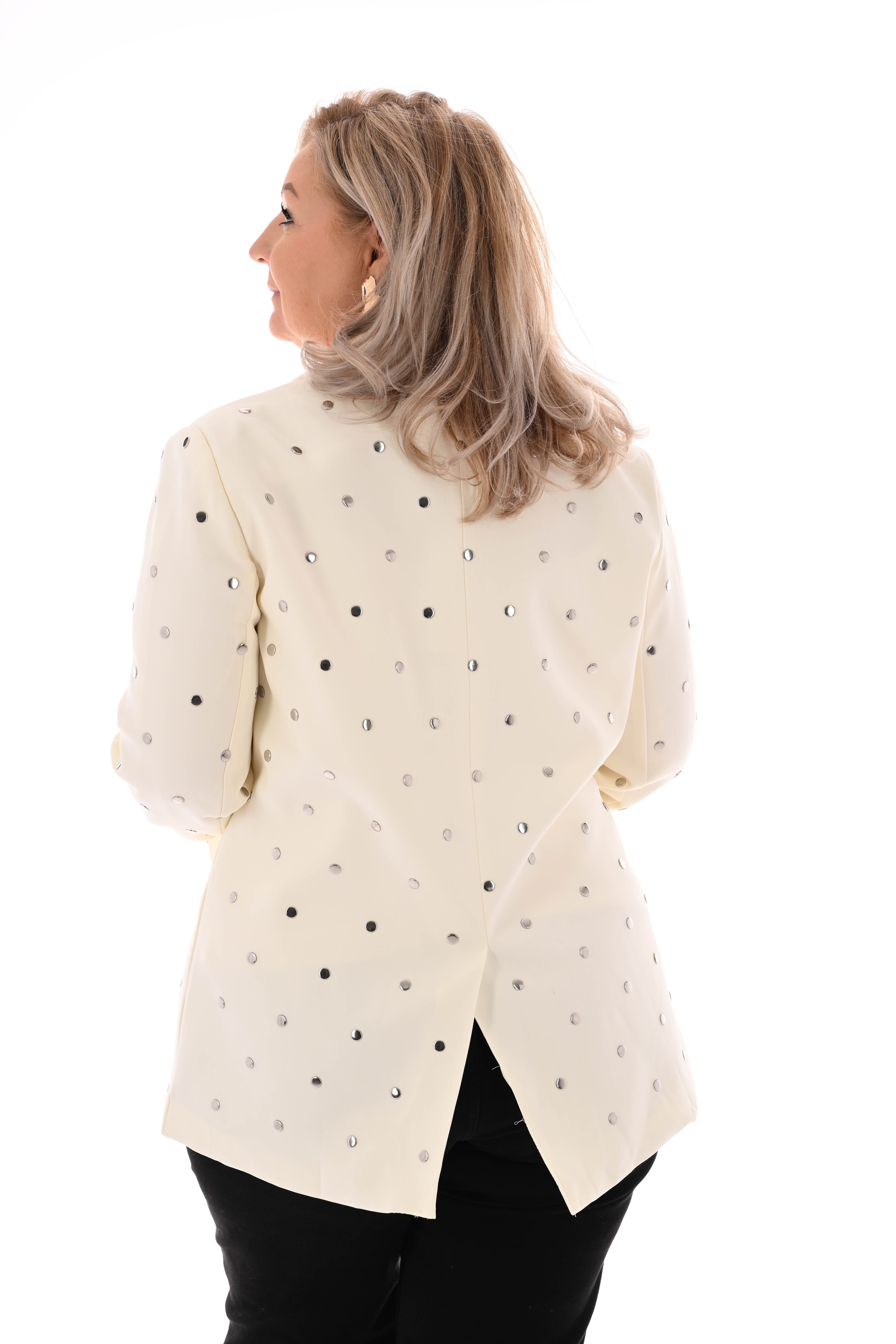 Blazer met dot studs creme