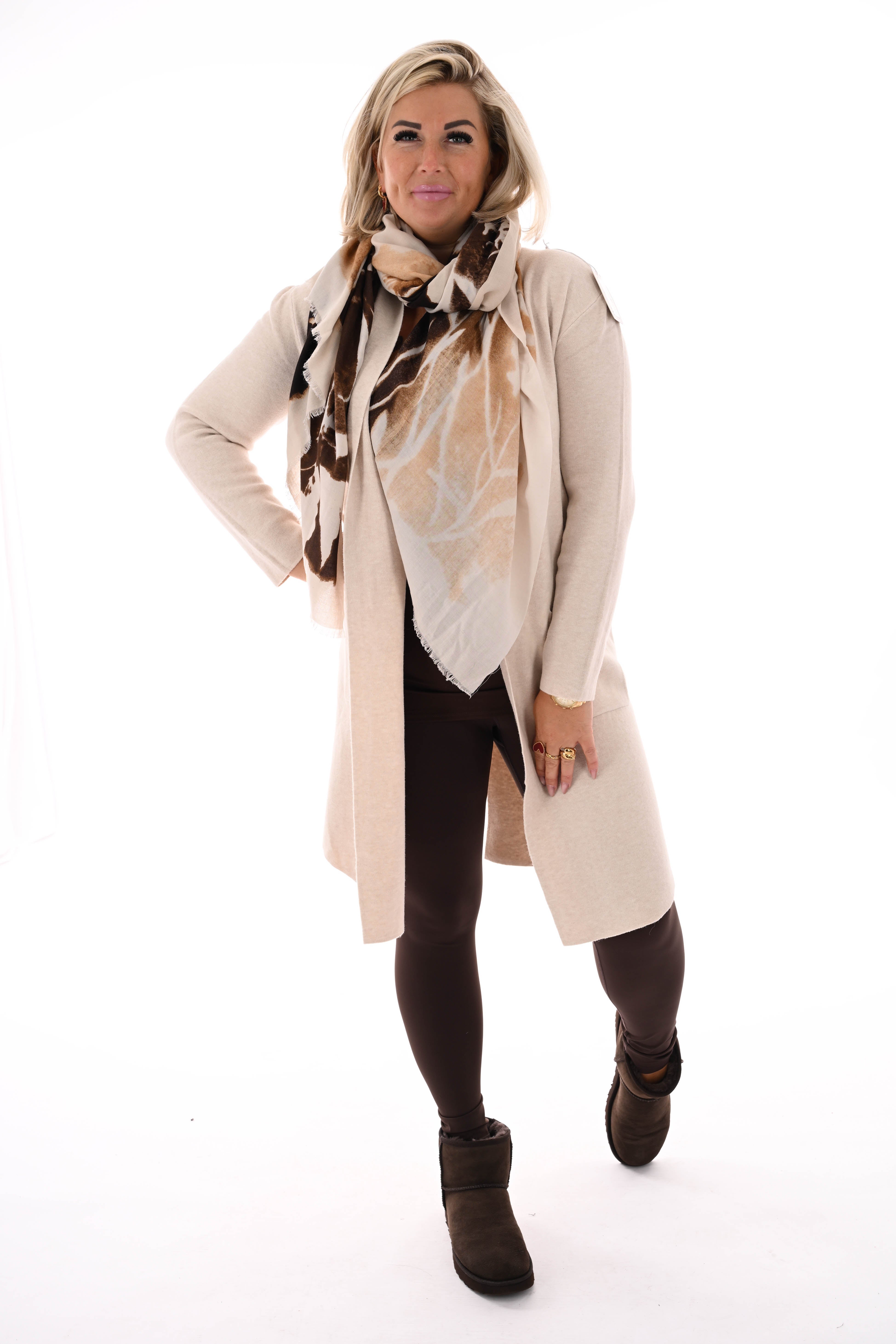 Vest half lang beige