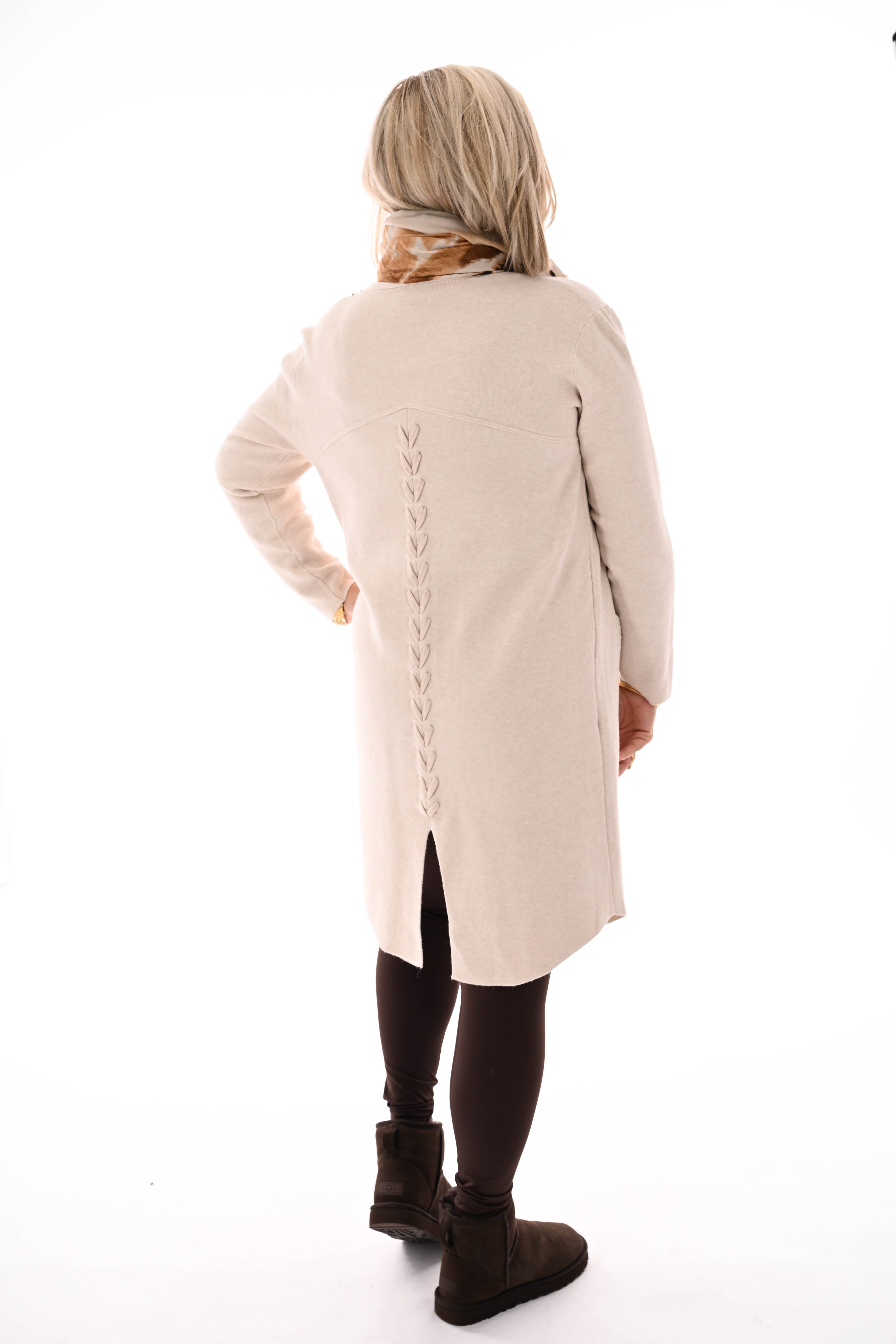 Vest half lang beige