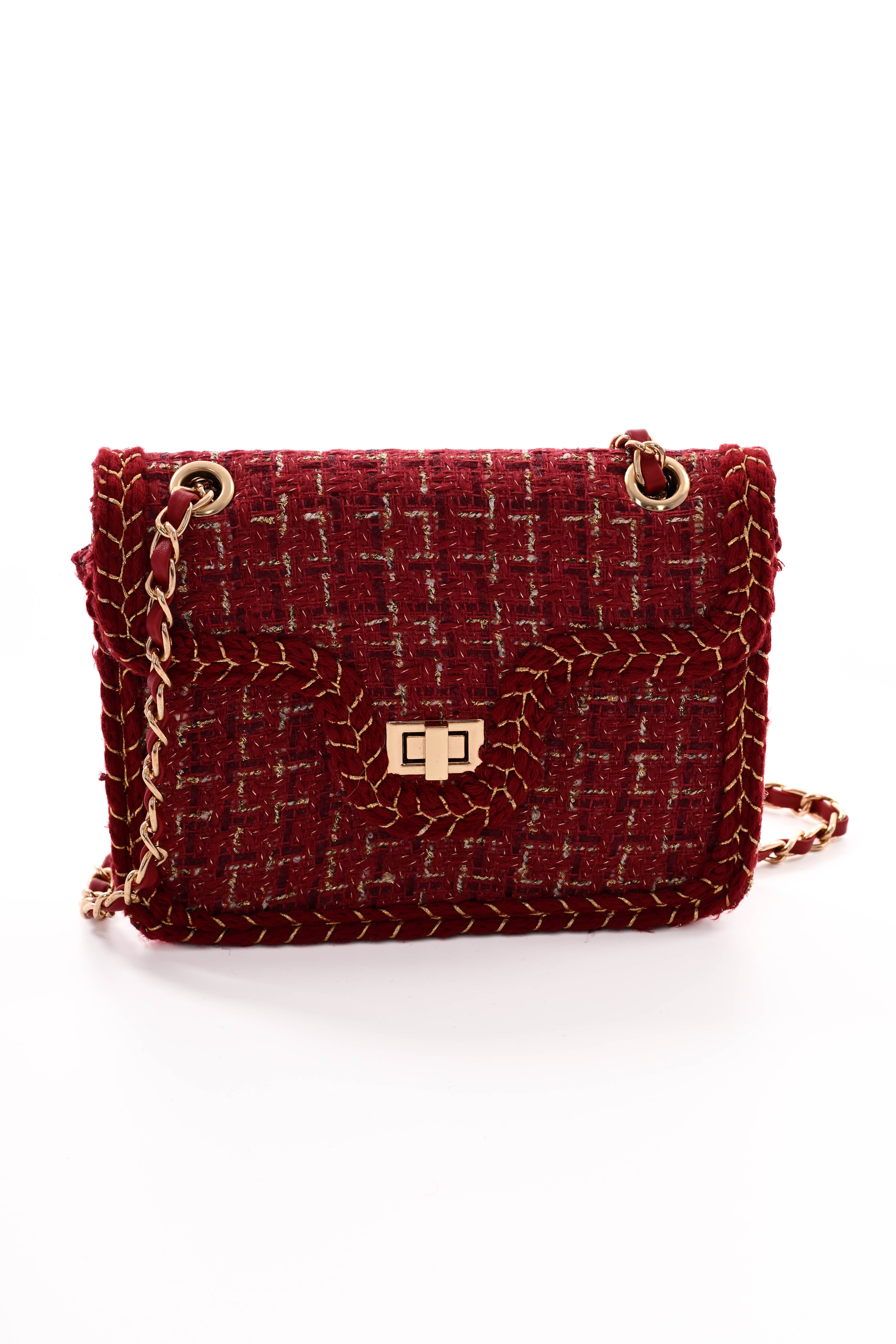 Mini schoudertas lurex rood