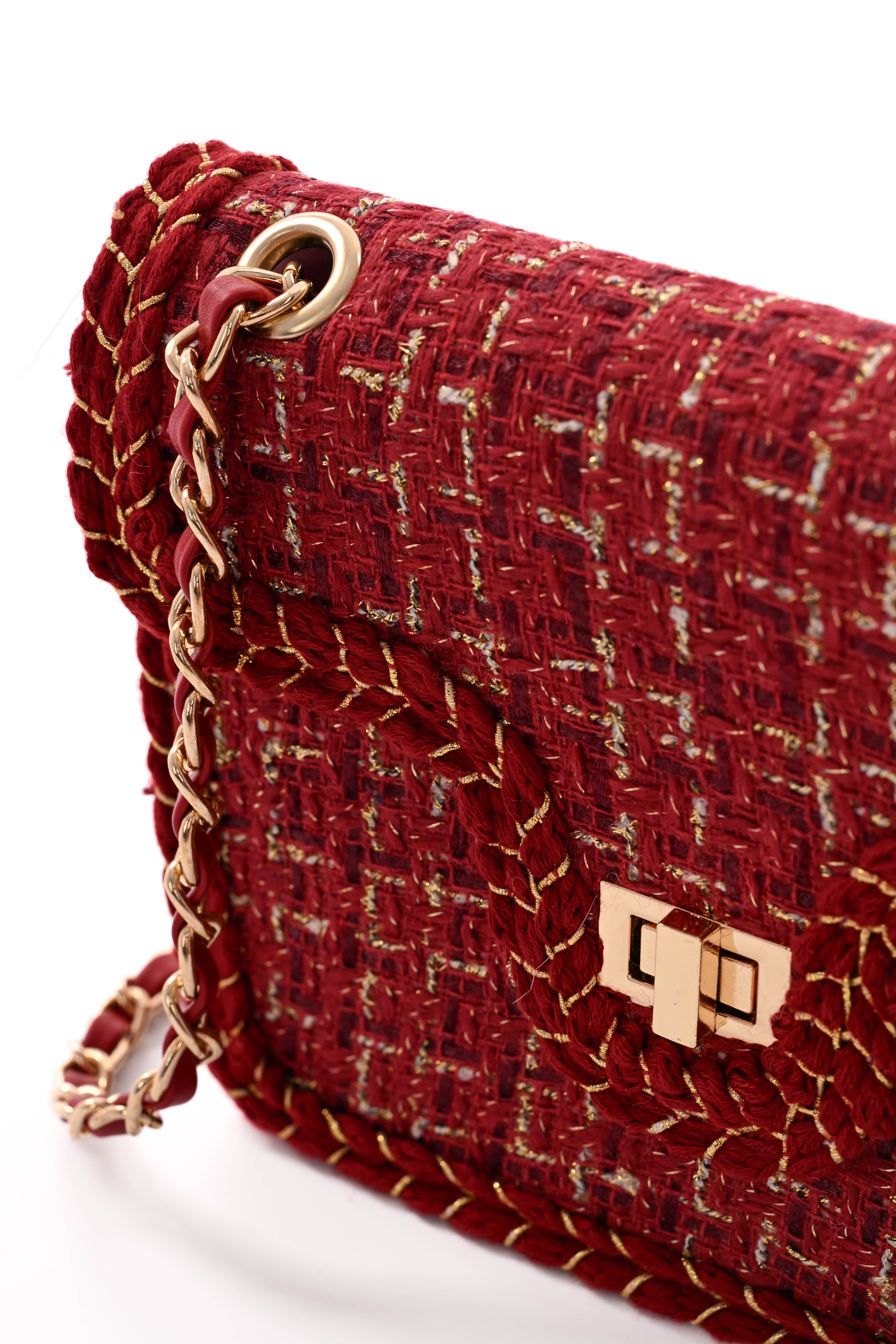 Mini schoudertas lurex rood