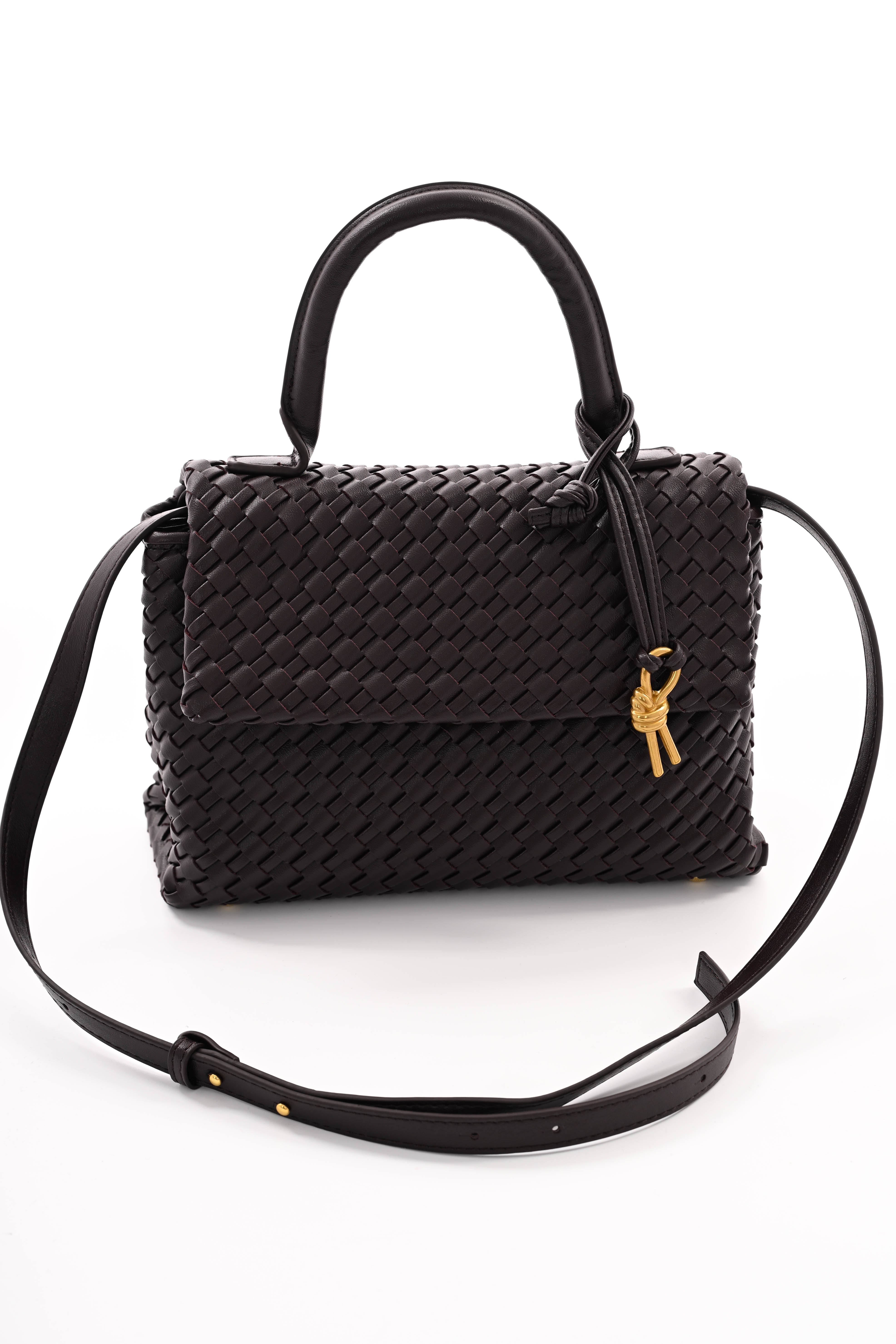 Tas met vlechtmotief donkerbruin