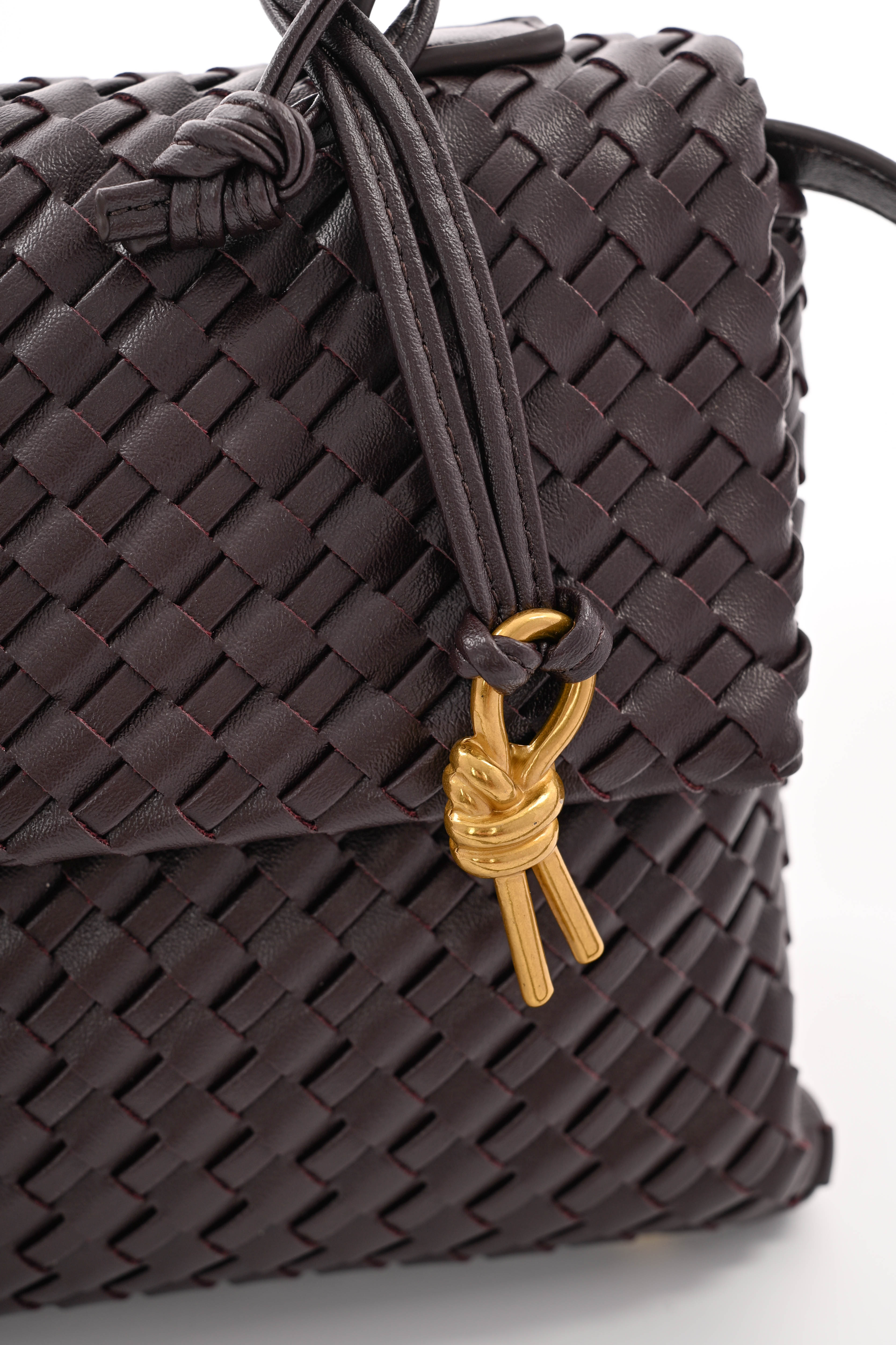 Tas met vlechtmotief donkerbruin