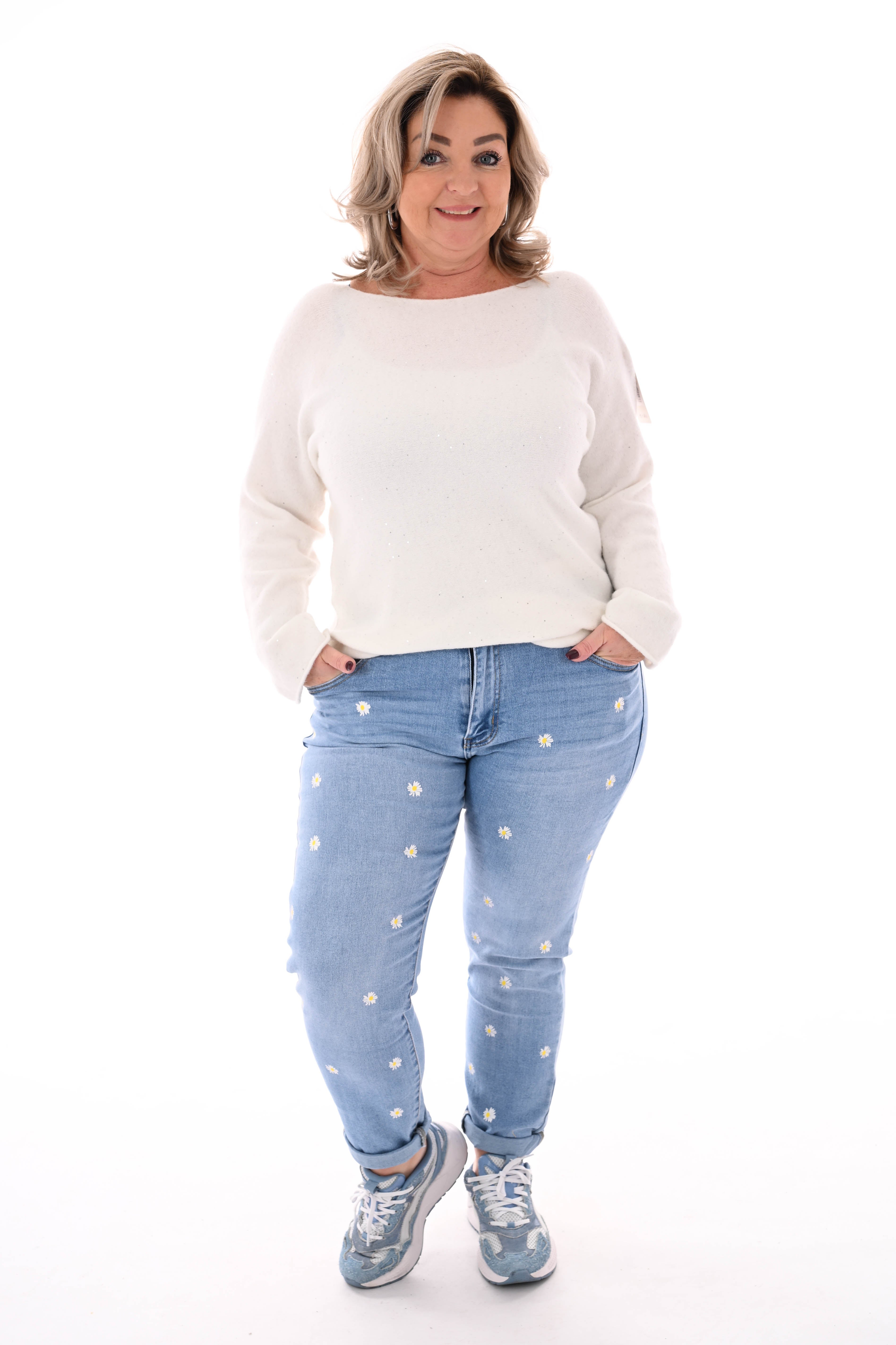 G-smack mom fit madeliefjes lichtblauw