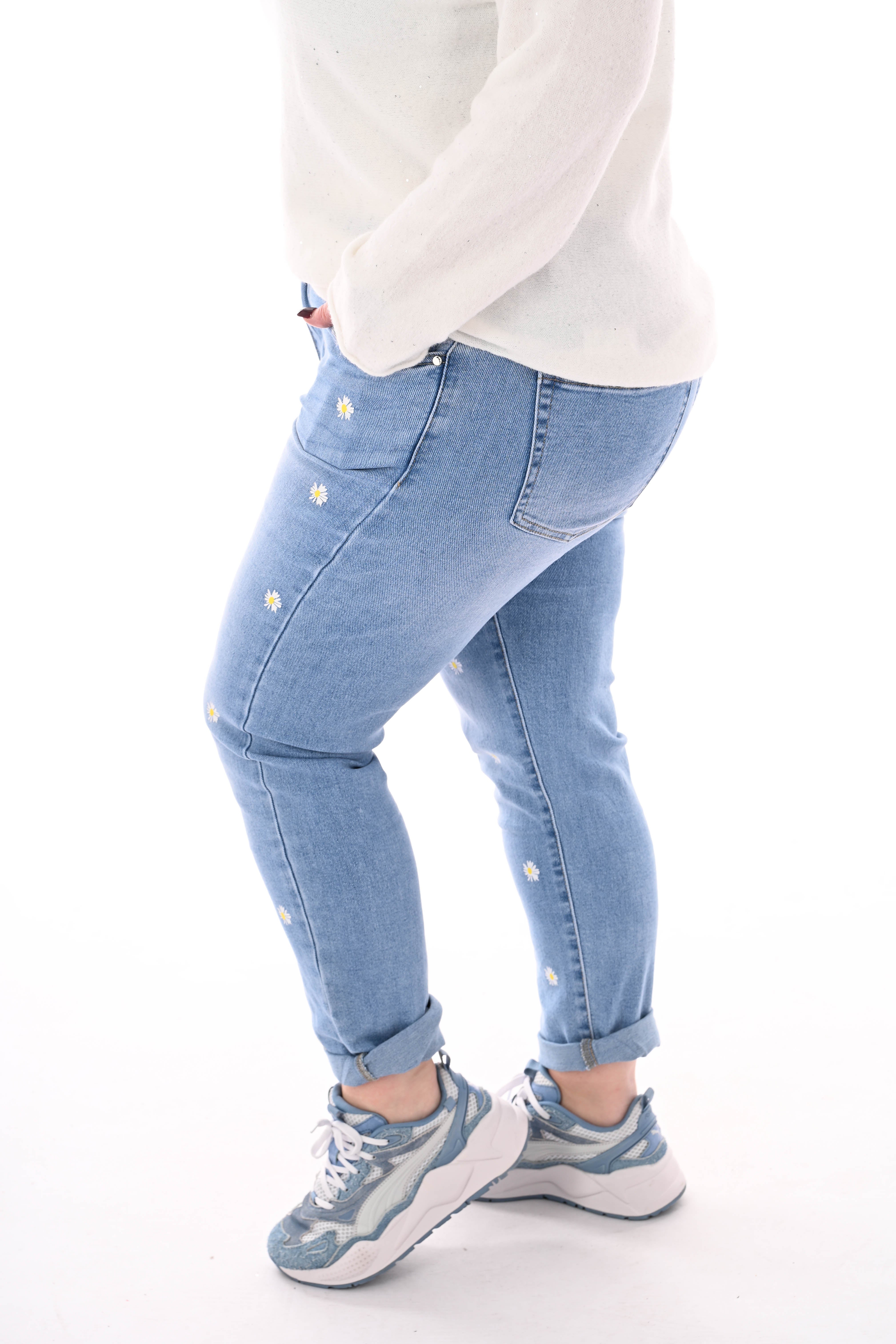 G-smack mom fit madeliefjes lichtblauw