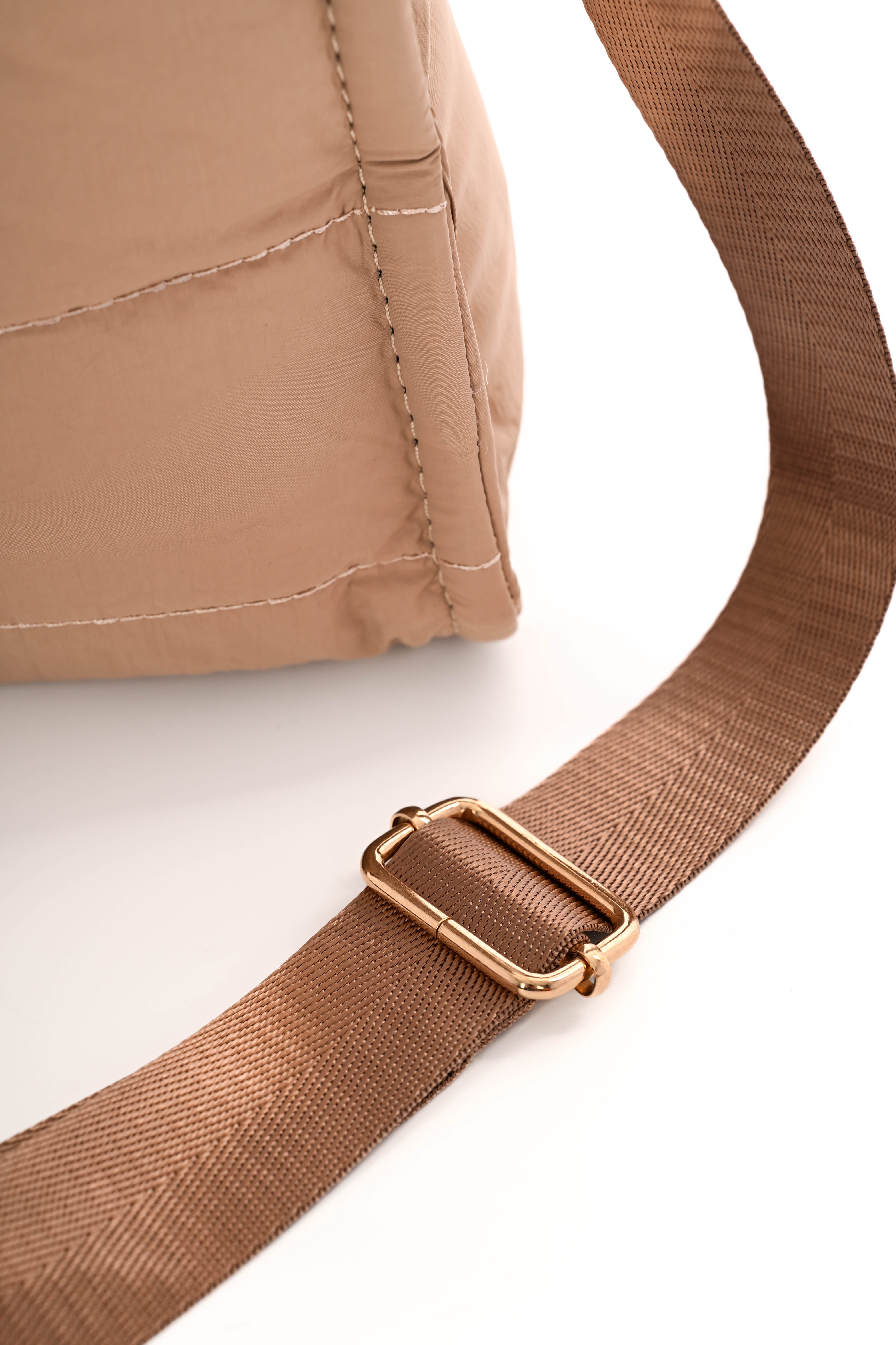 Mini puffer tas taupe