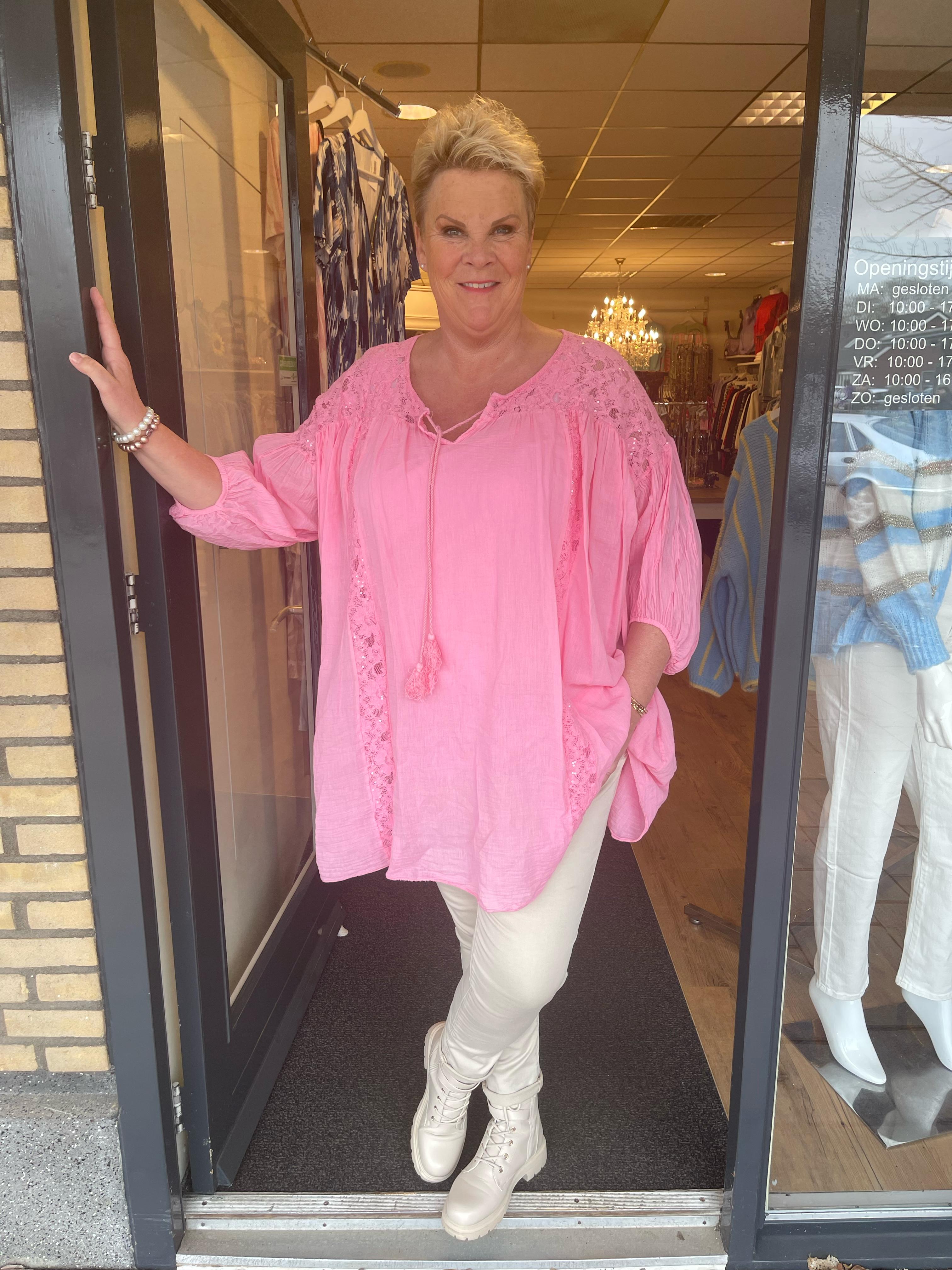 Tuniek met kant en pailletten roze
