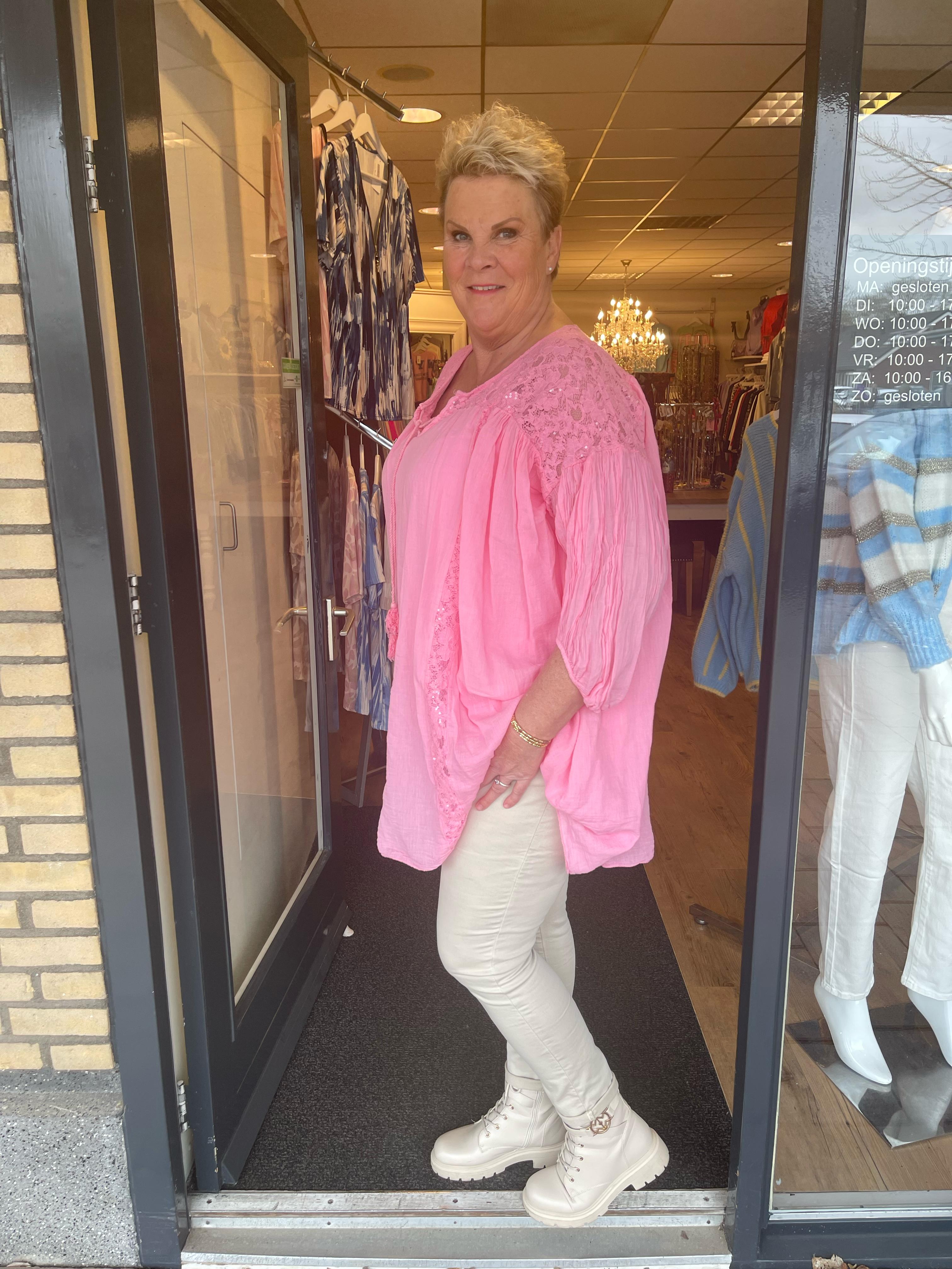 Tuniek met kant en pailletten roze