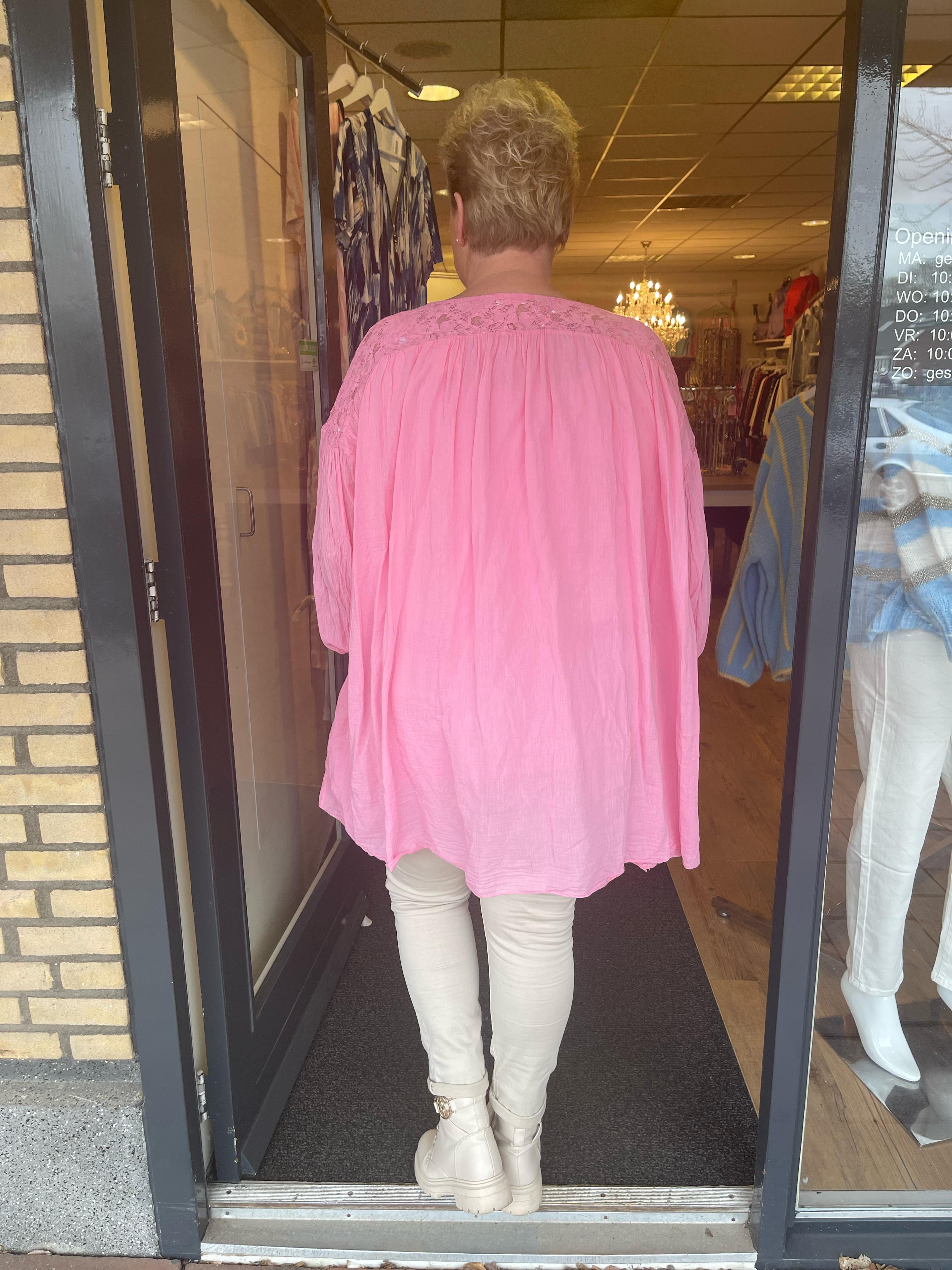 Tuniek met kant en pailletten roze