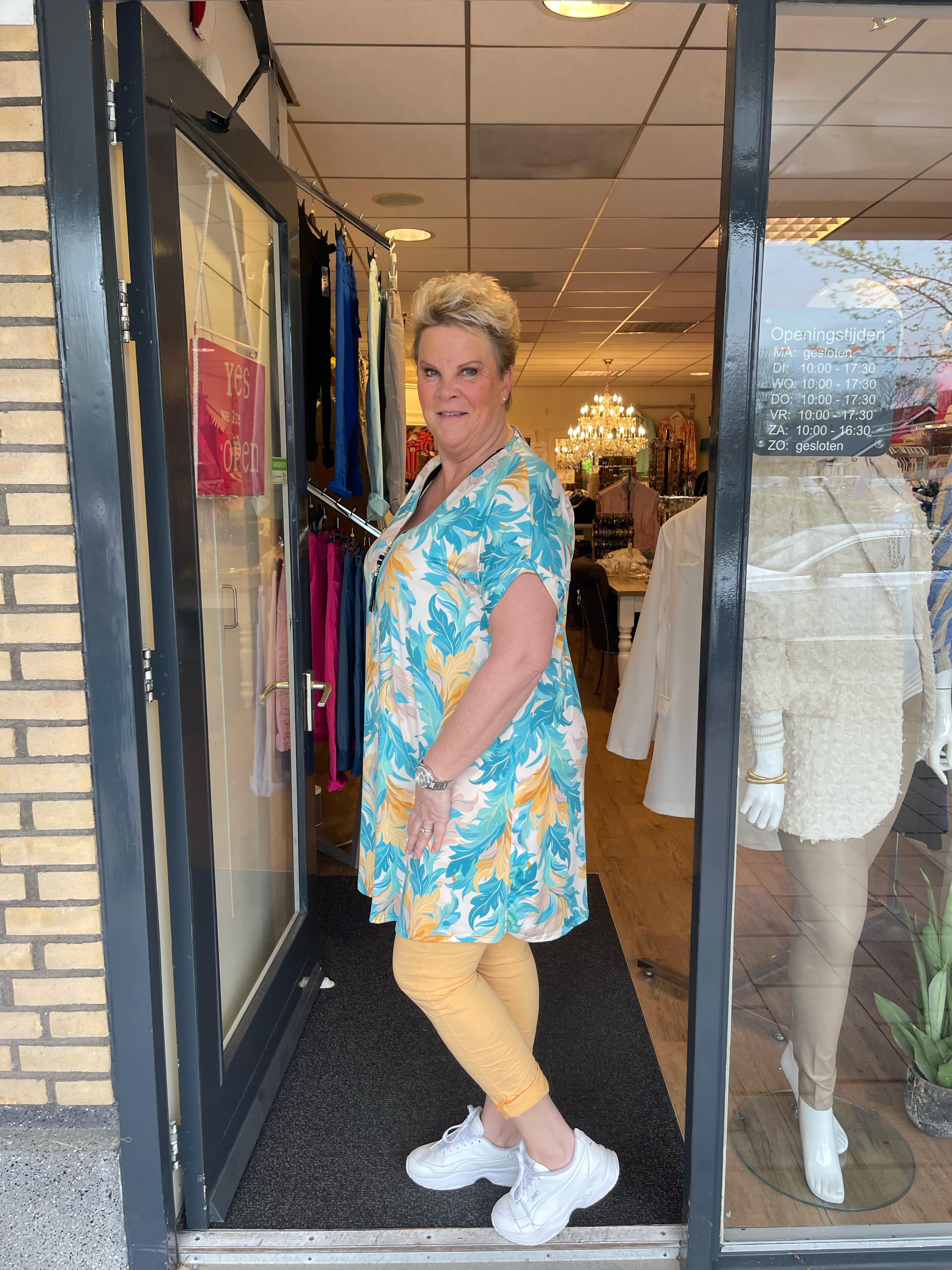 Tuniek met rits bladeren blauw
