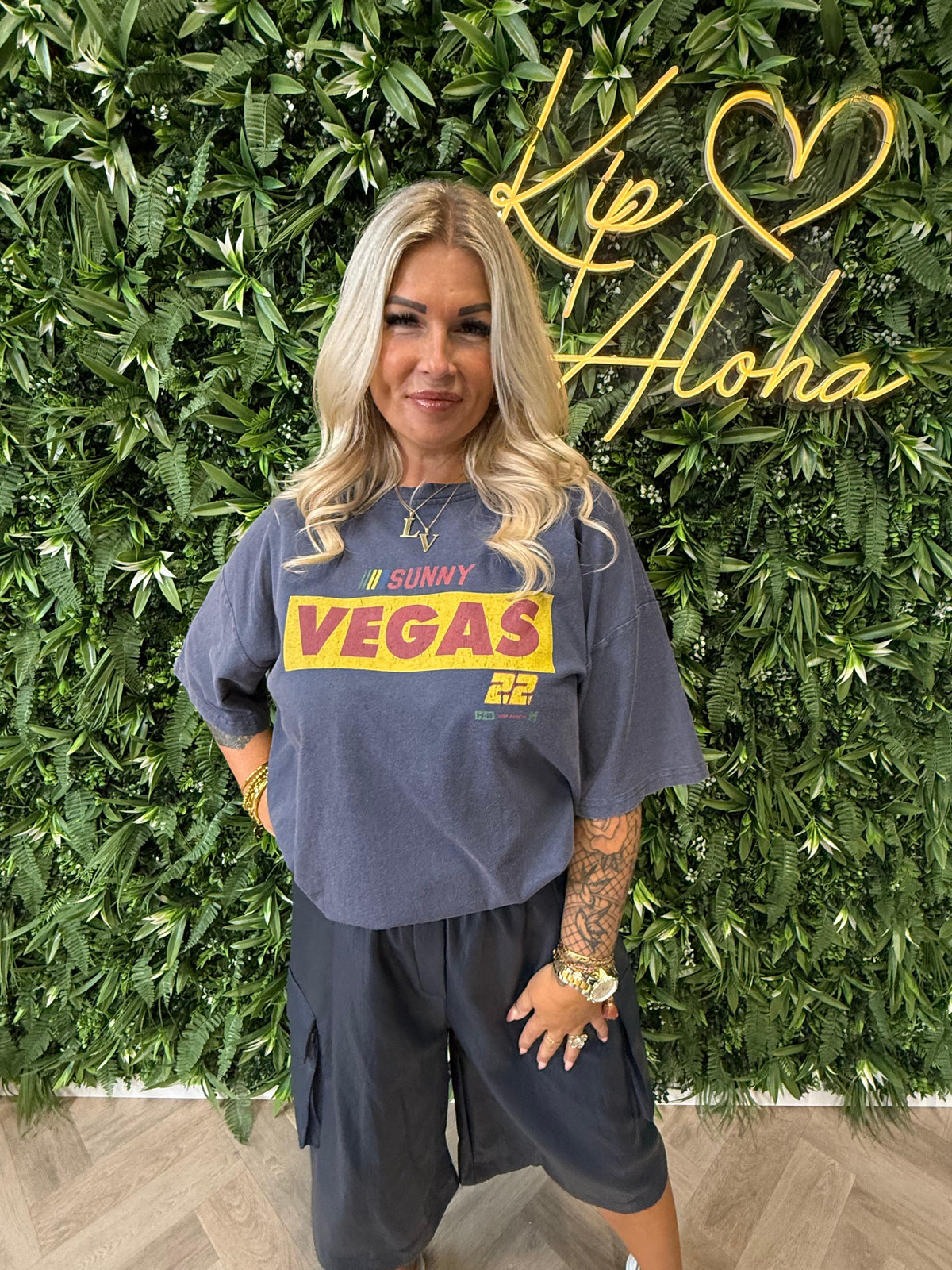 T-shirt washing sunny vegas marineblauw