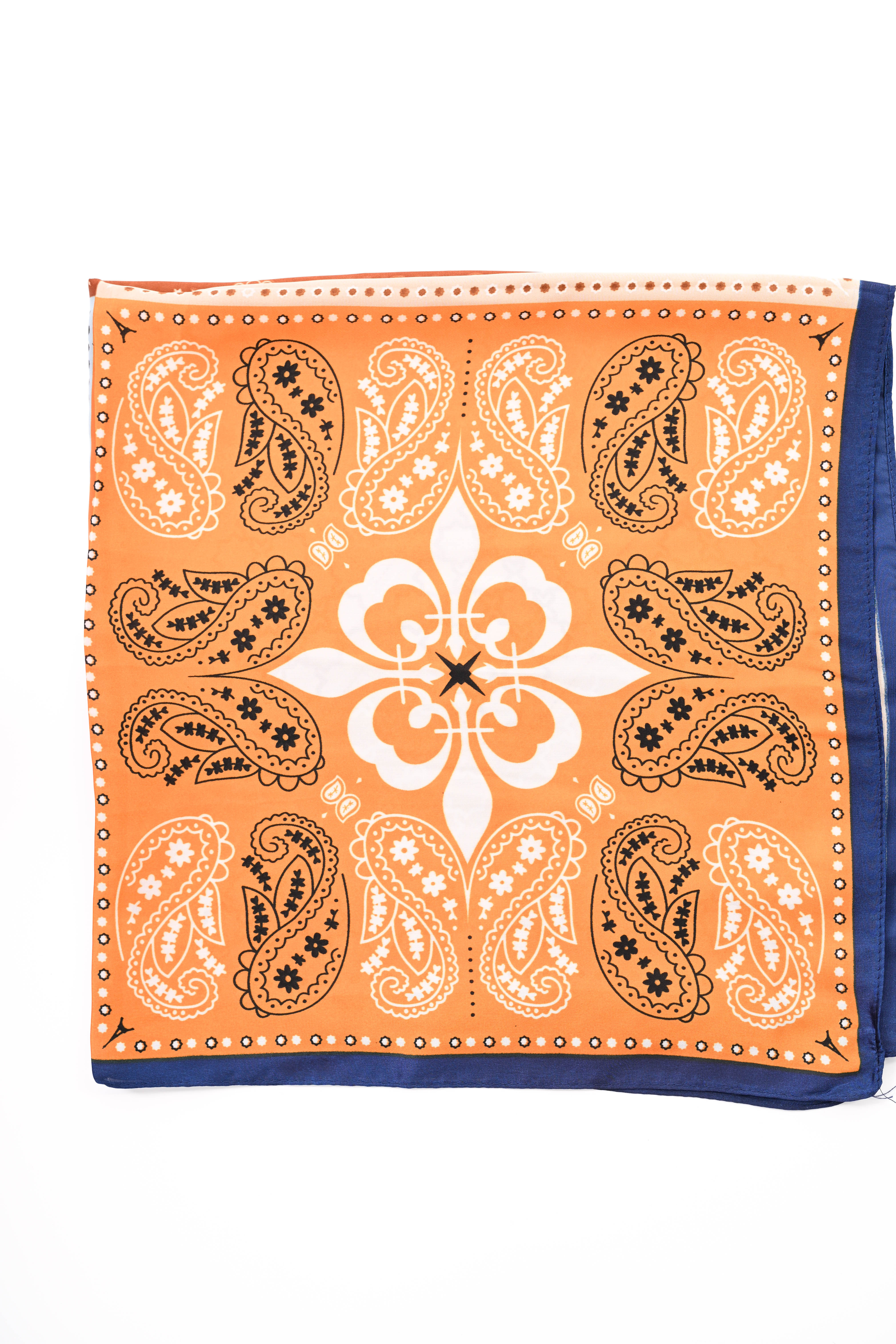 Kort sjaaltje paisley blauw