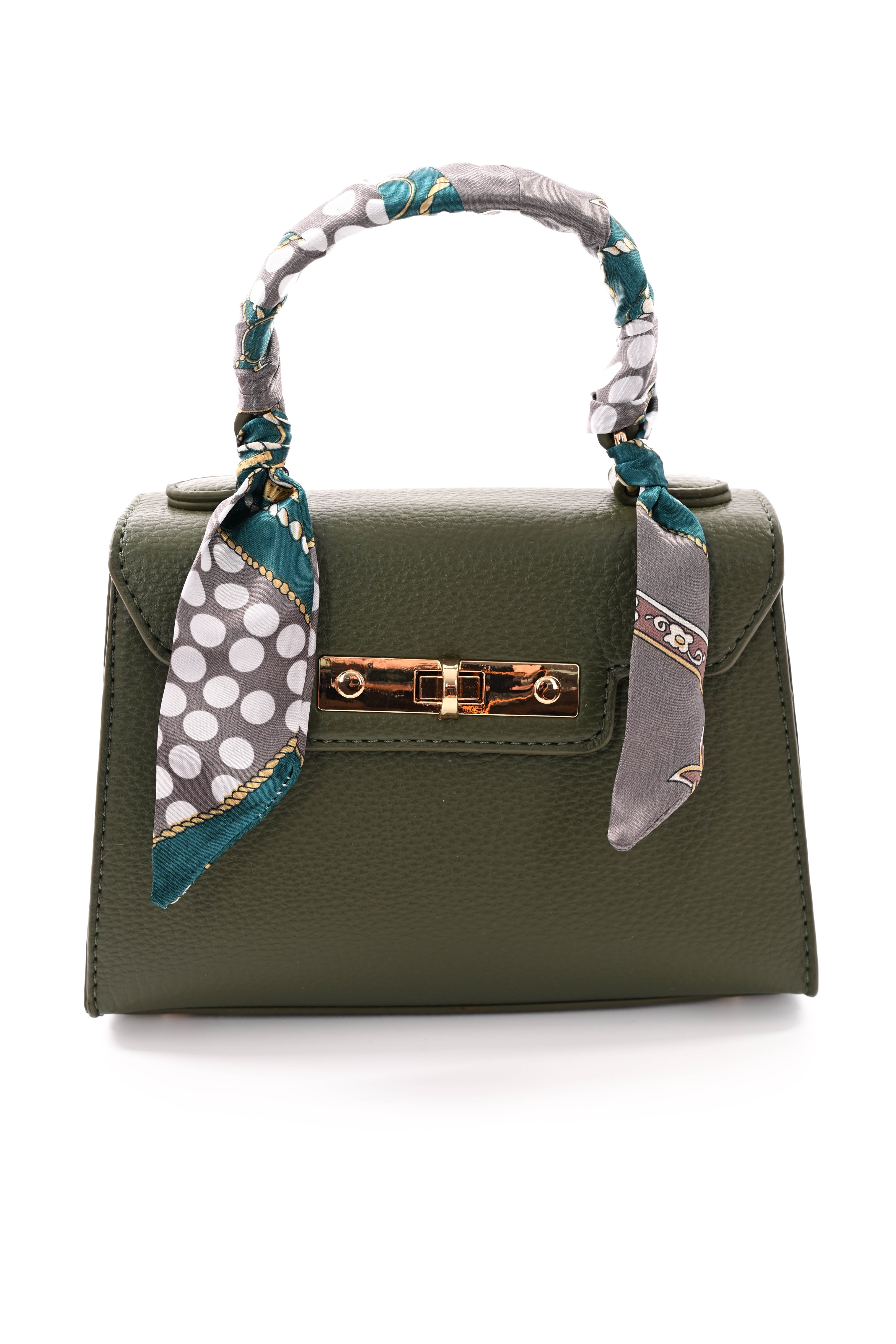 Handtas met sjaaltje legergroen