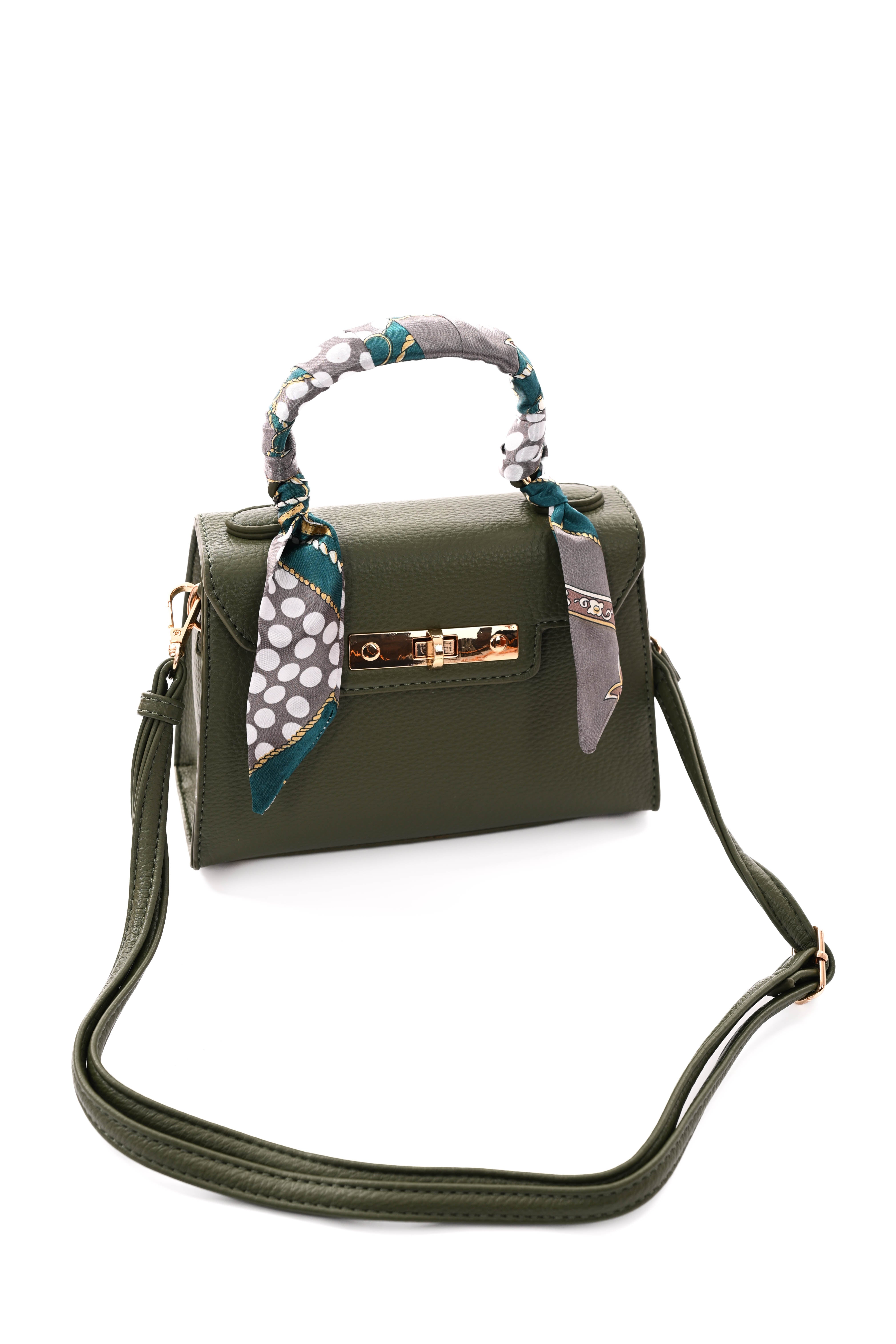 Handtas met sjaaltje legergroen