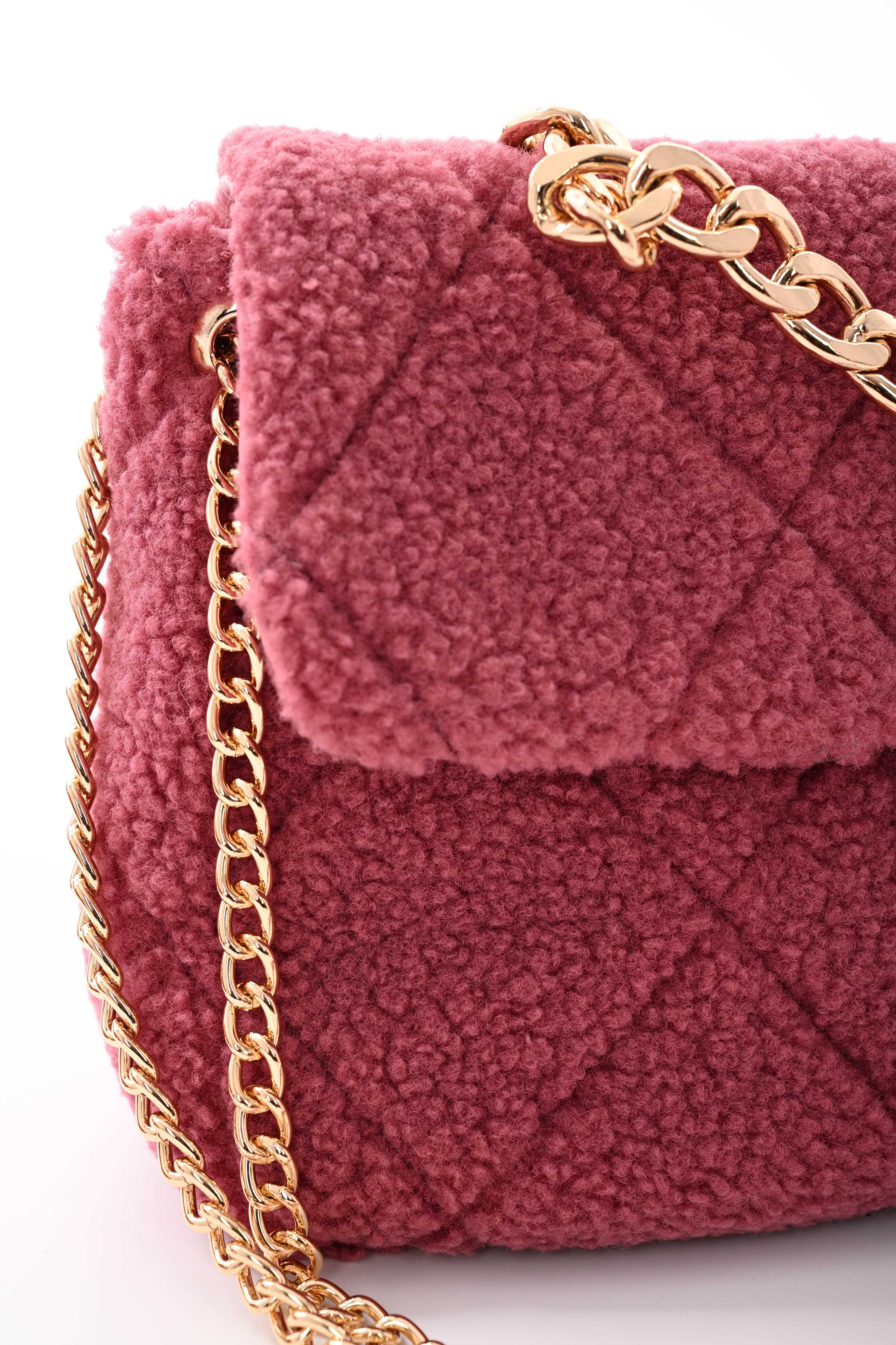 Teddy tas met ketting oudroze