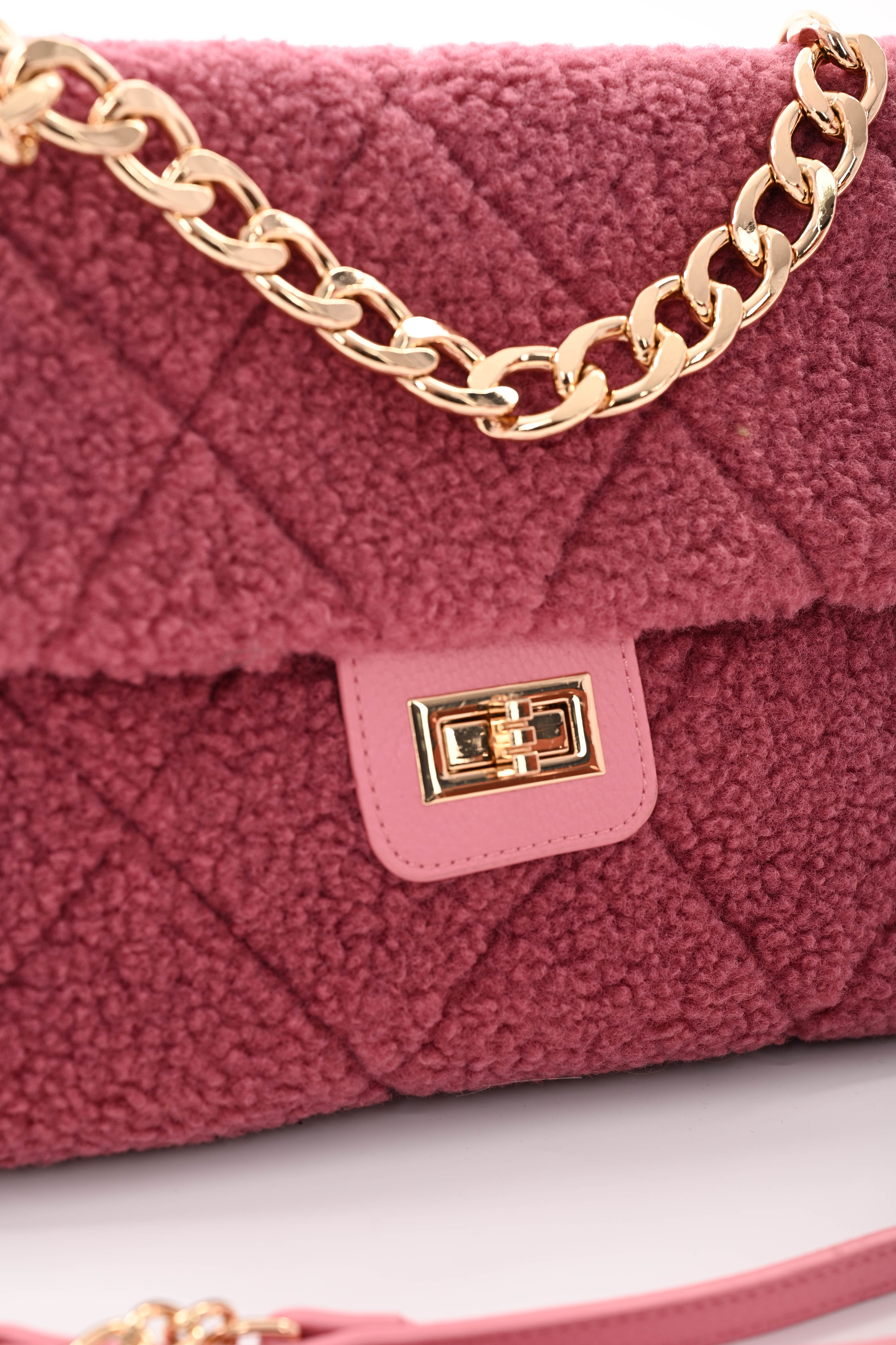 Teddy tas met ketting oudroze