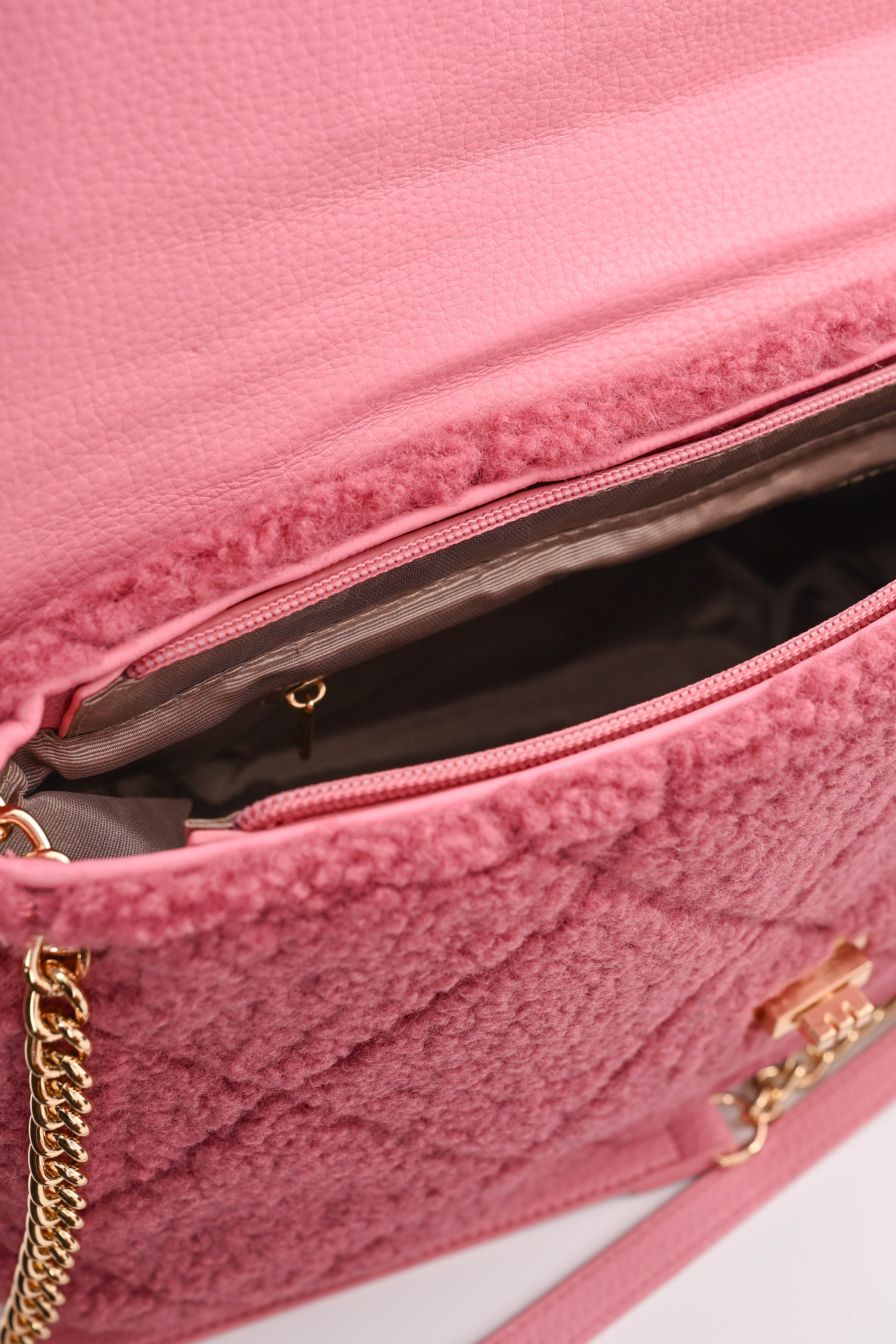 Teddy tas met ketting oudroze