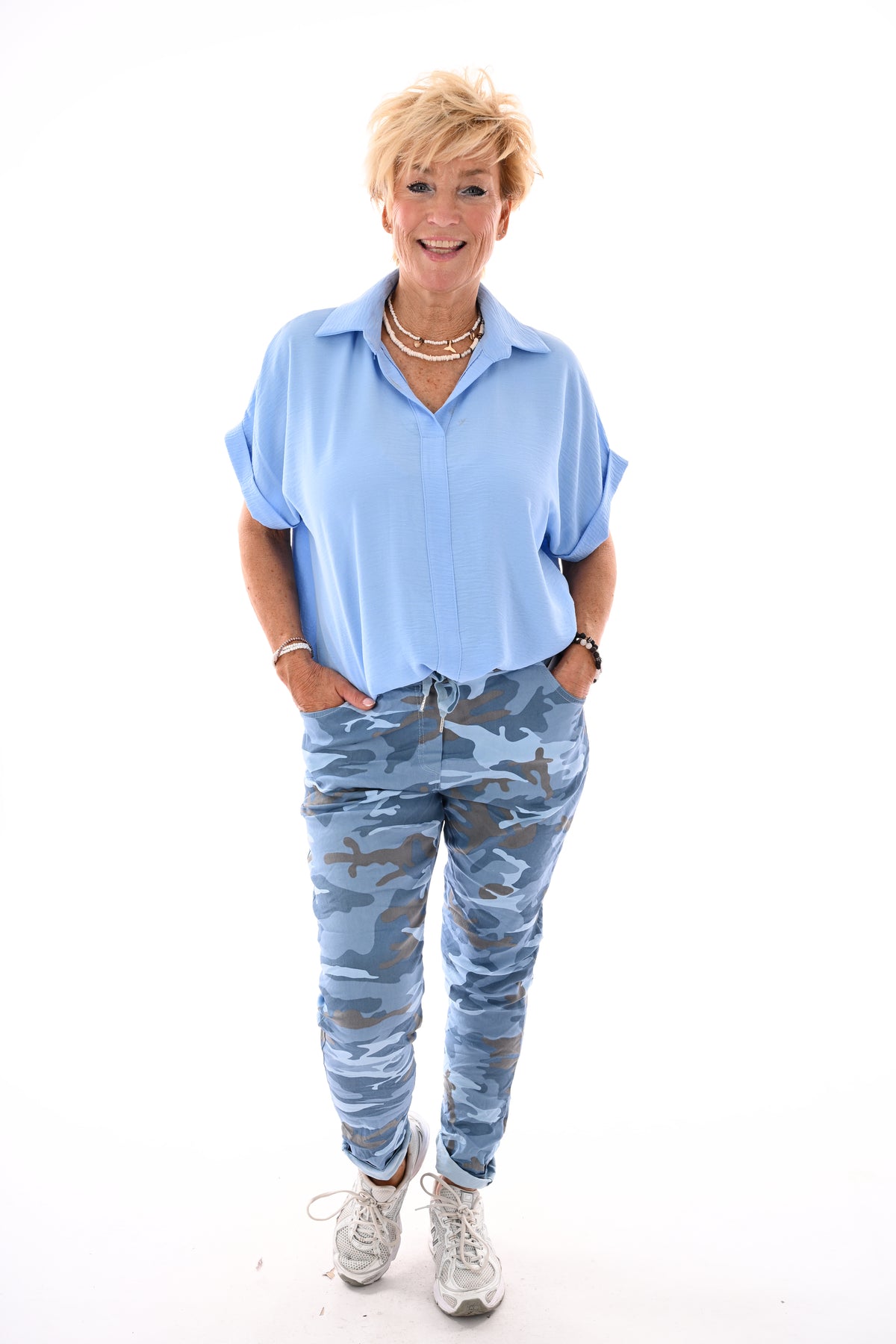 Stretchbroek camouflage jeansblauw