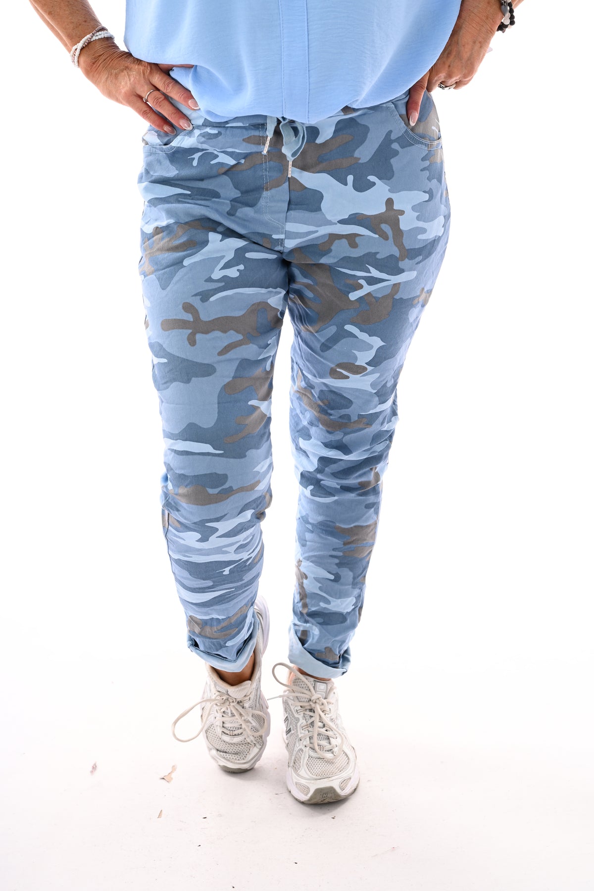Stretchbroek camouflage jeansblauw