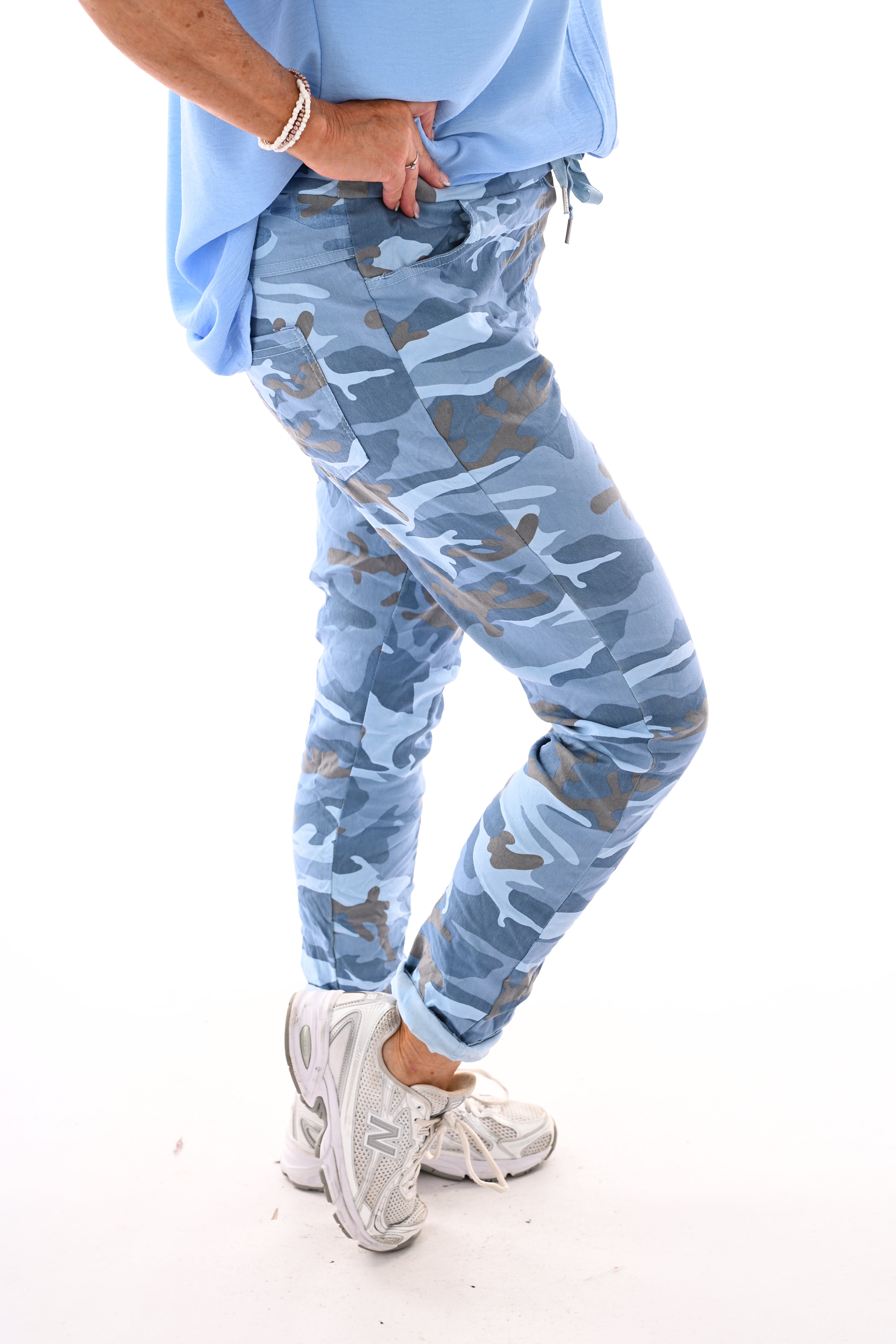 Stretchbroek camouflage jeansblauw