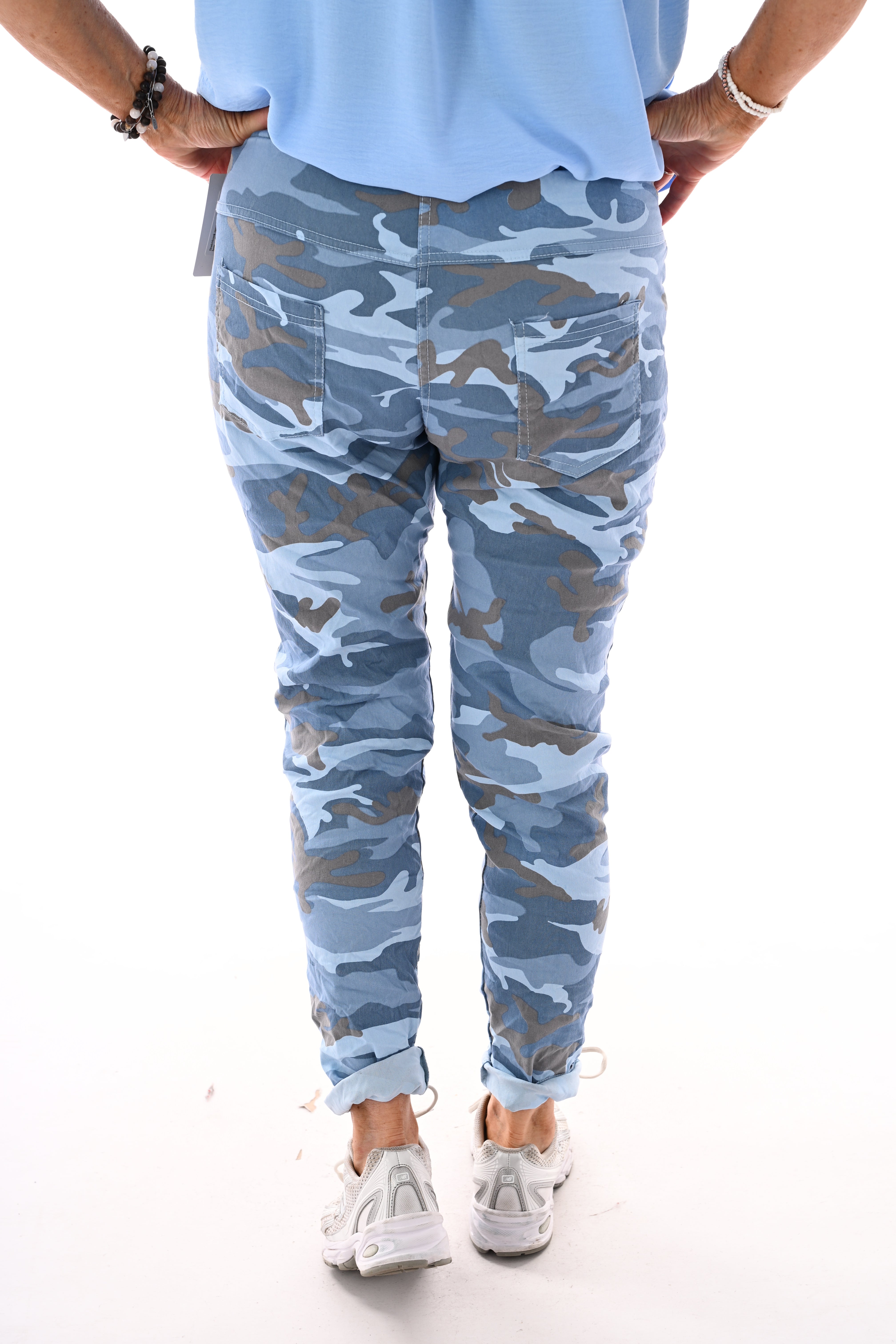 Stretchbroek camouflage jeansblauw