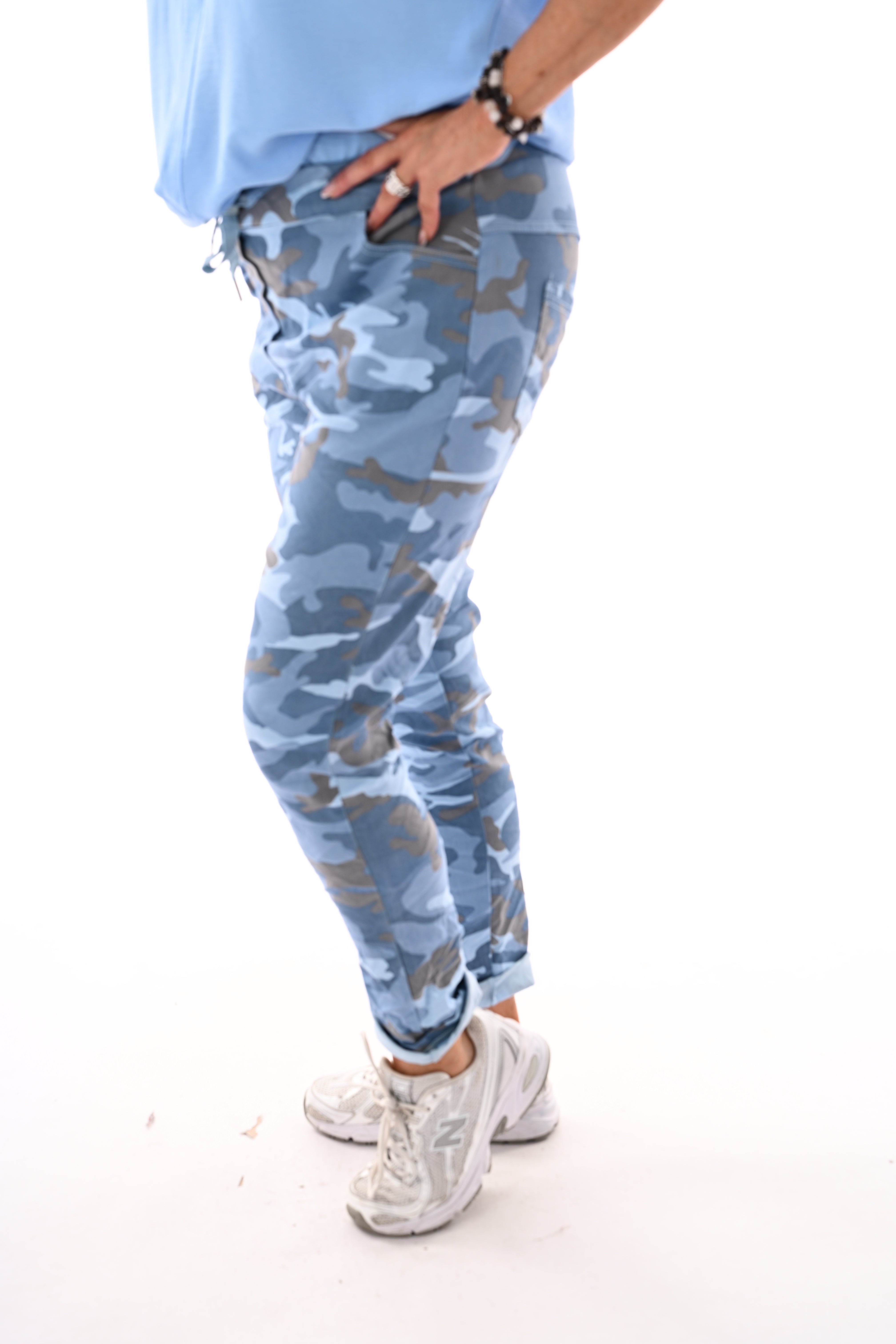 Stretchbroek camouflage jeansblauw
