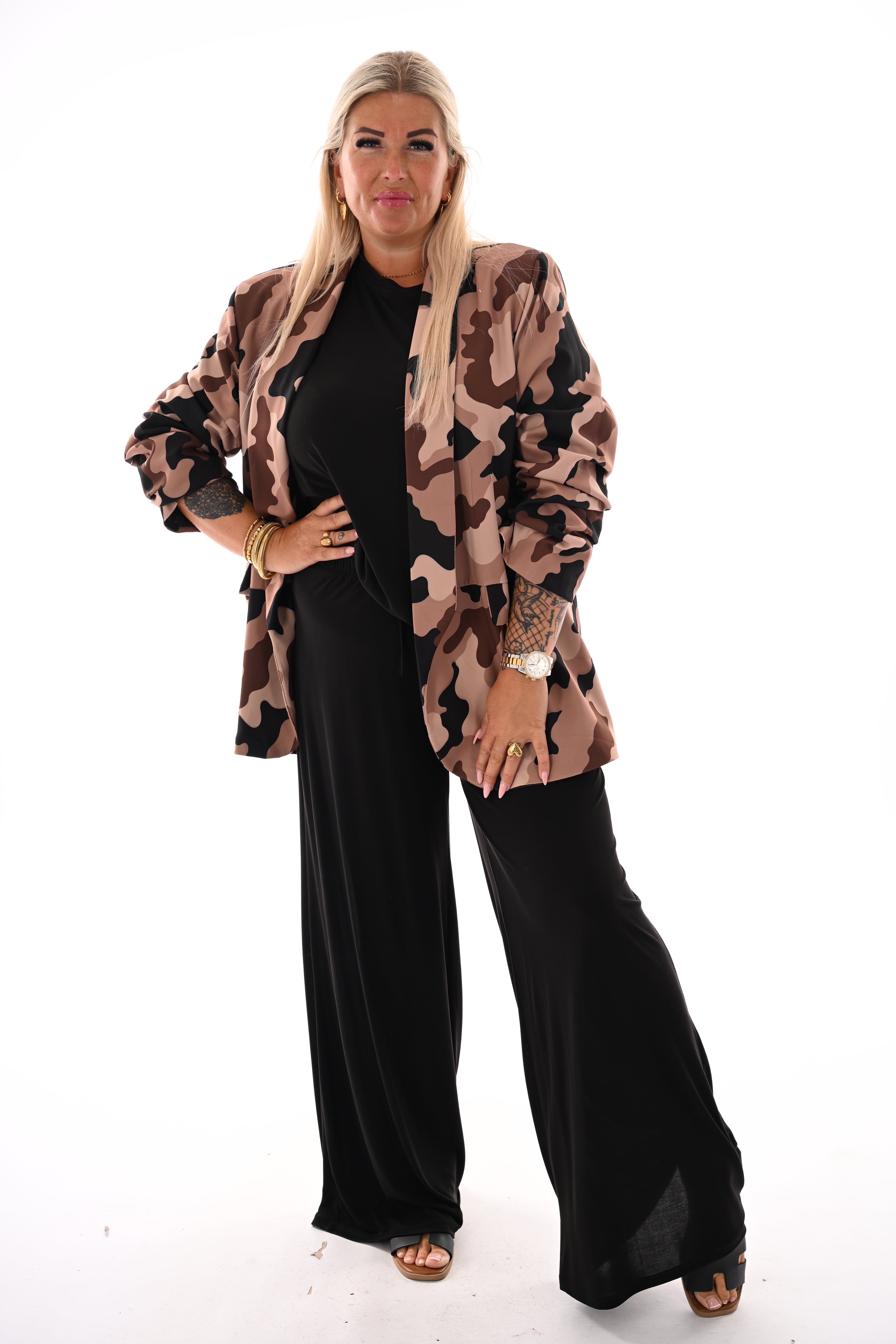 Blazer ophaalmouwen camouflage bruin
