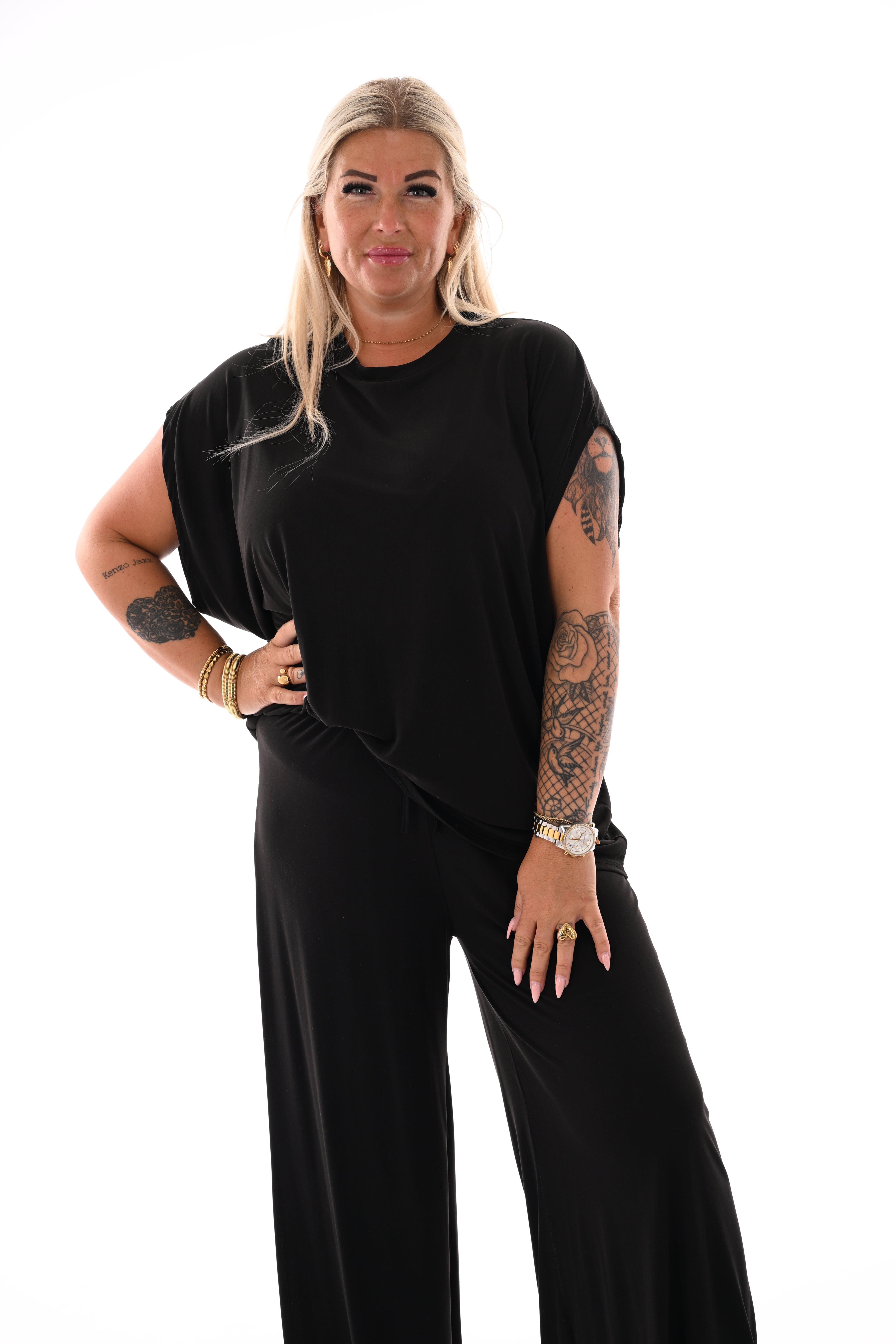 Tweedelig set asymmetric uni zwart