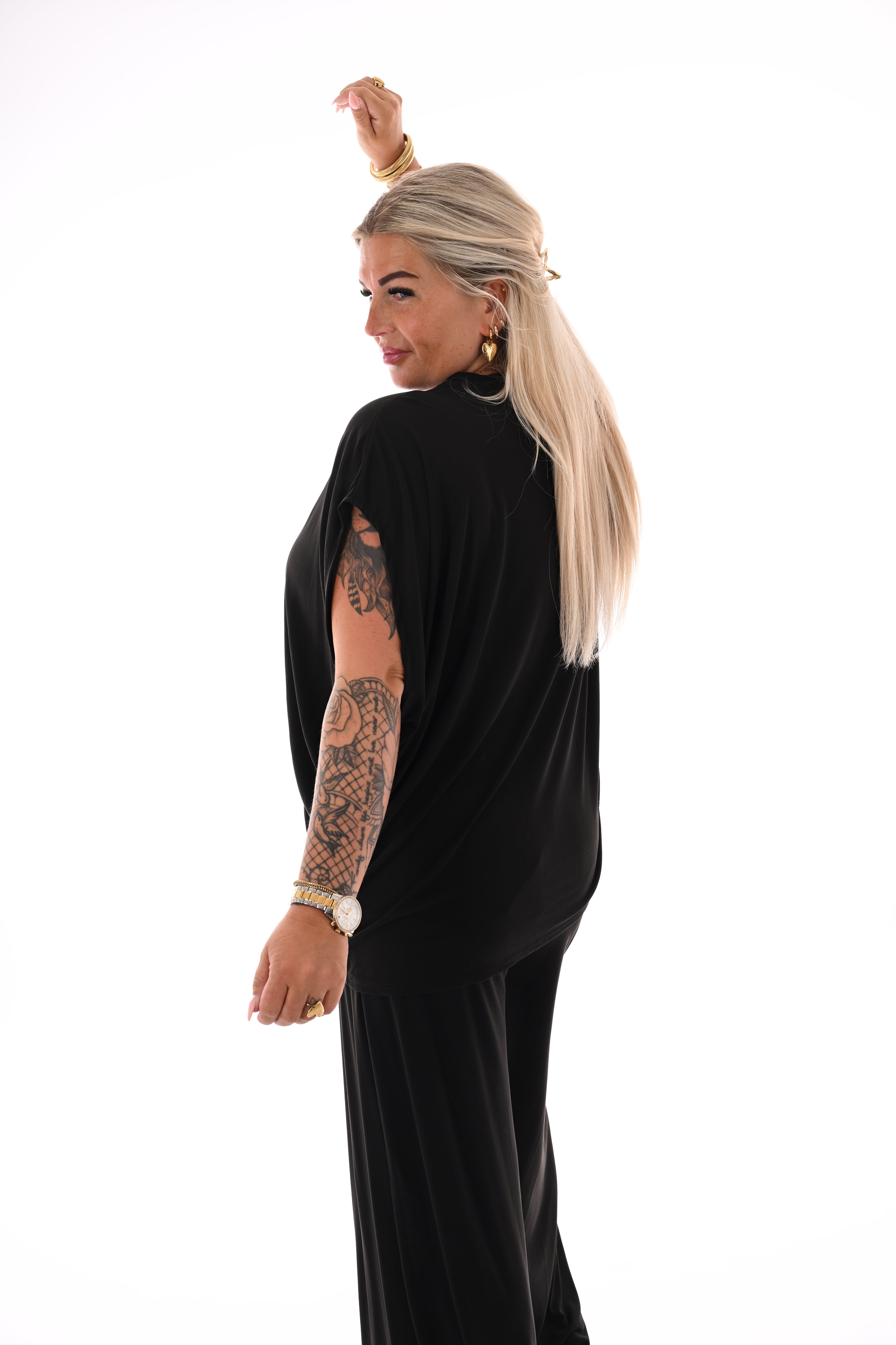 Tweedelig set asymmetric uni zwart
