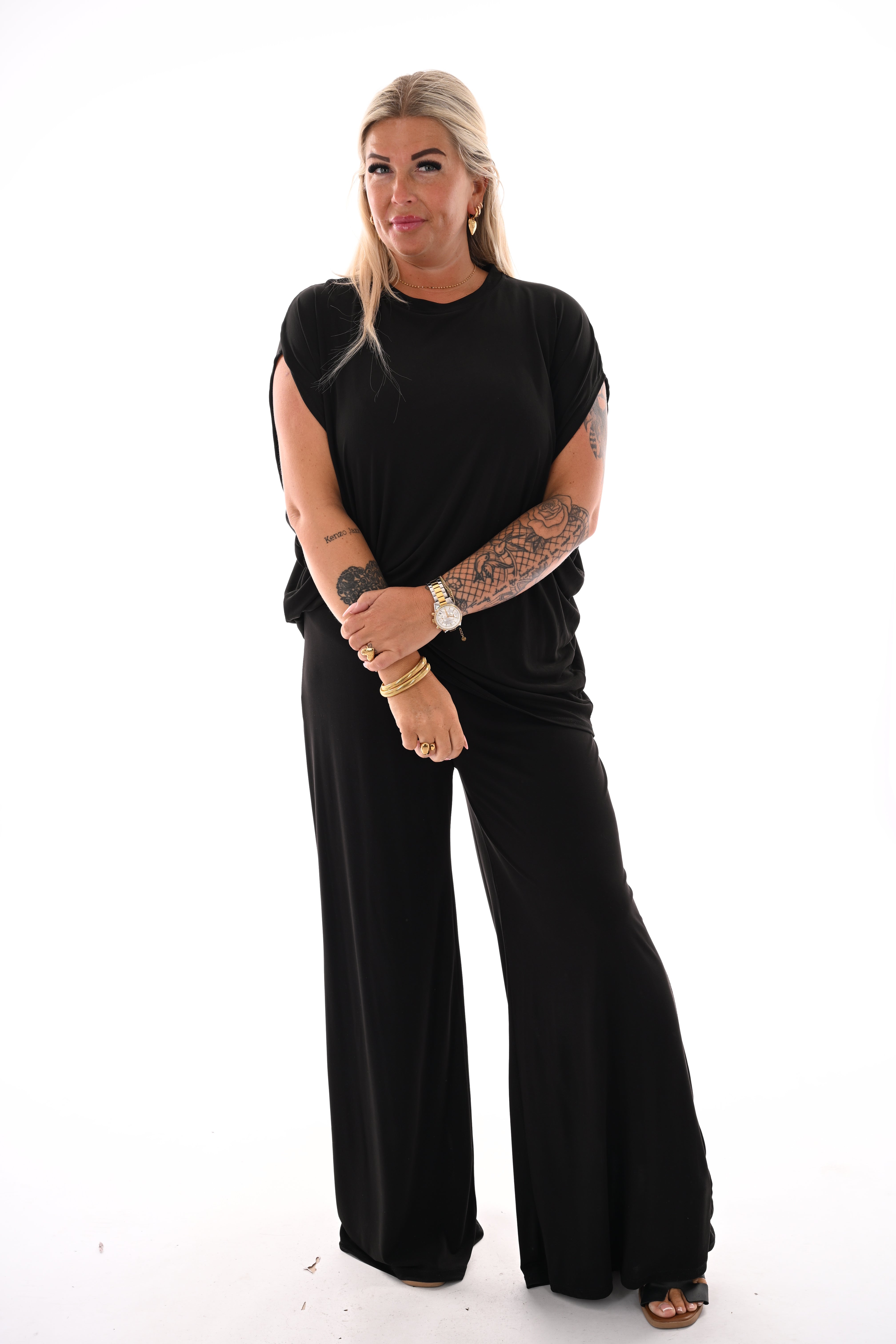 Tweedelig set asymmetric uni zwart