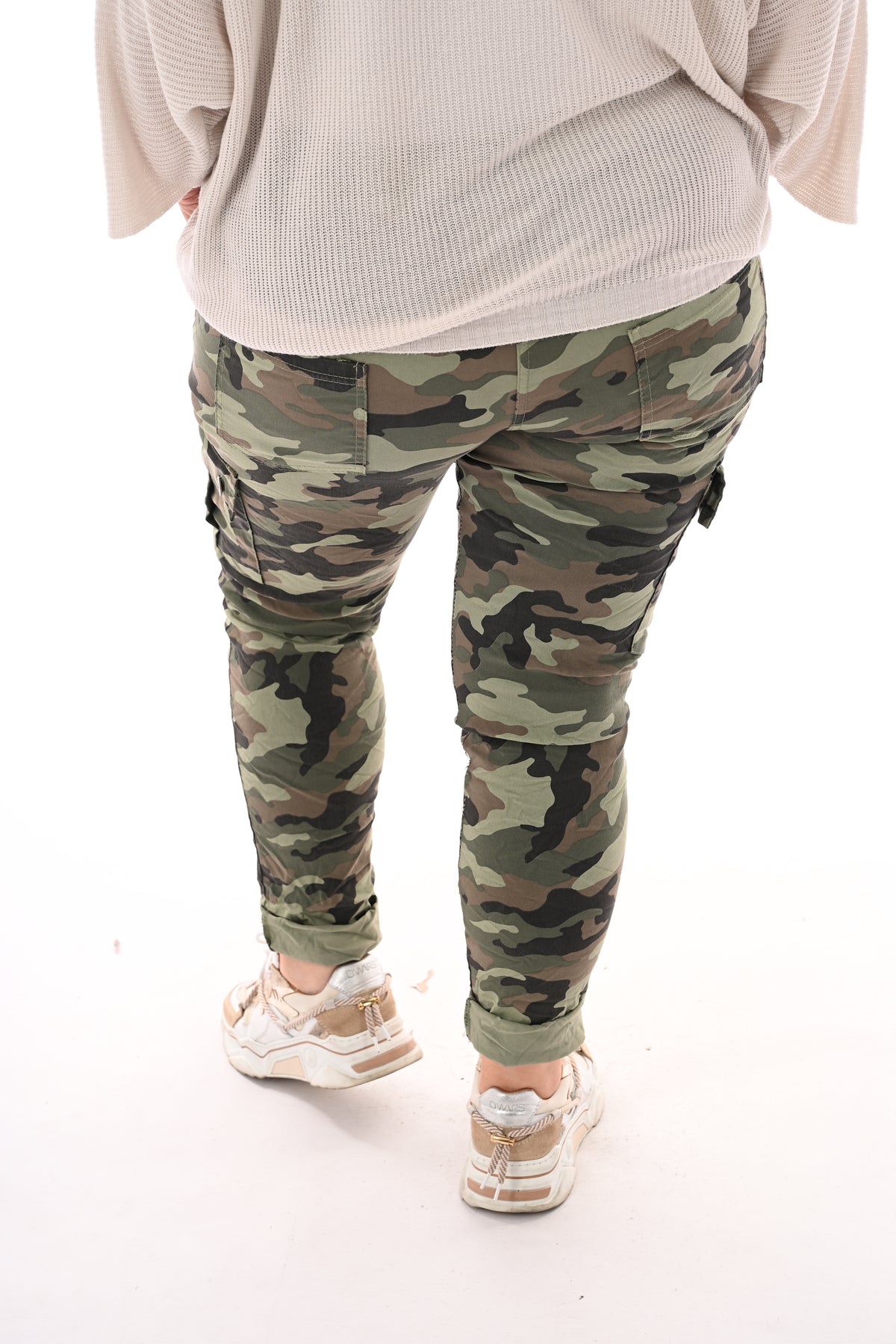 Stretchbroek camouflage cargo legergroen
