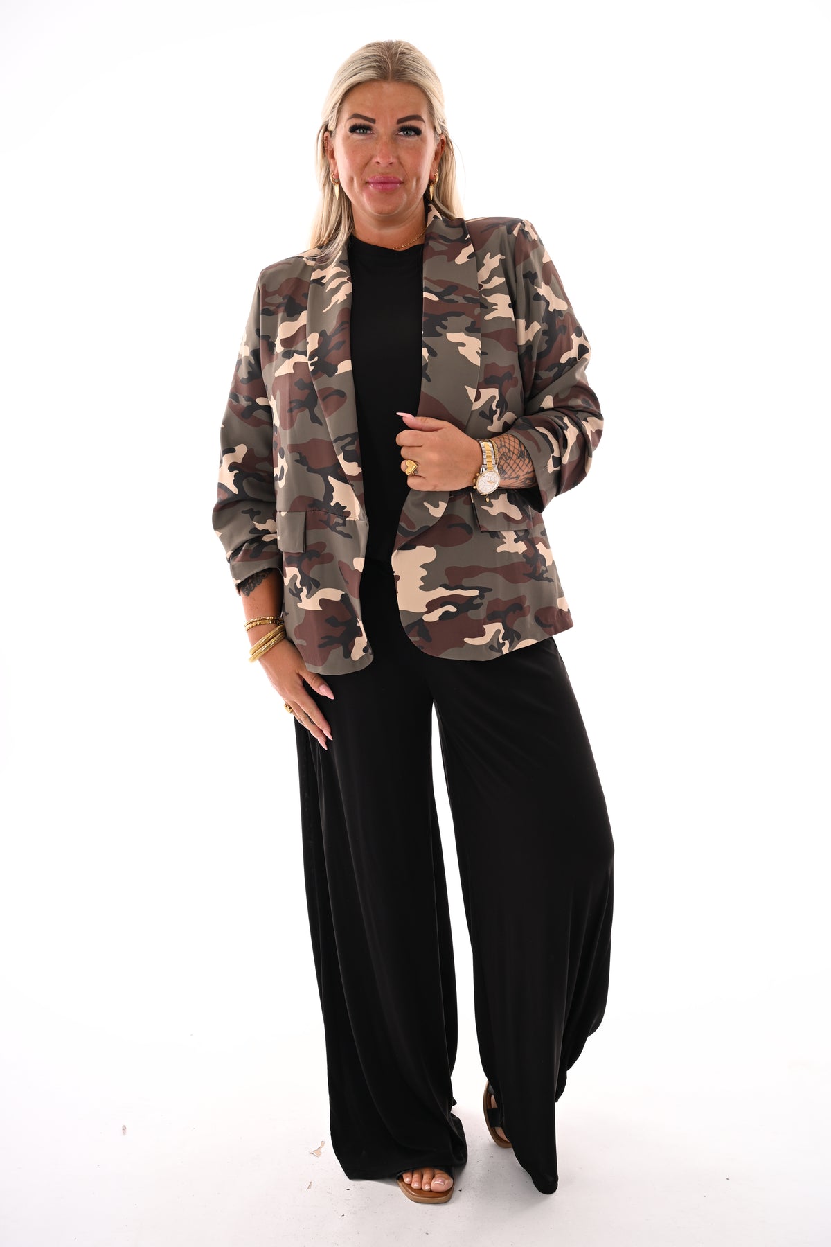 Blazer ophaalmouwen army legergroen