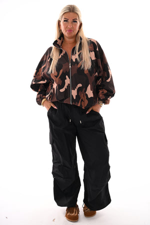 Korte bomber jas army bruin