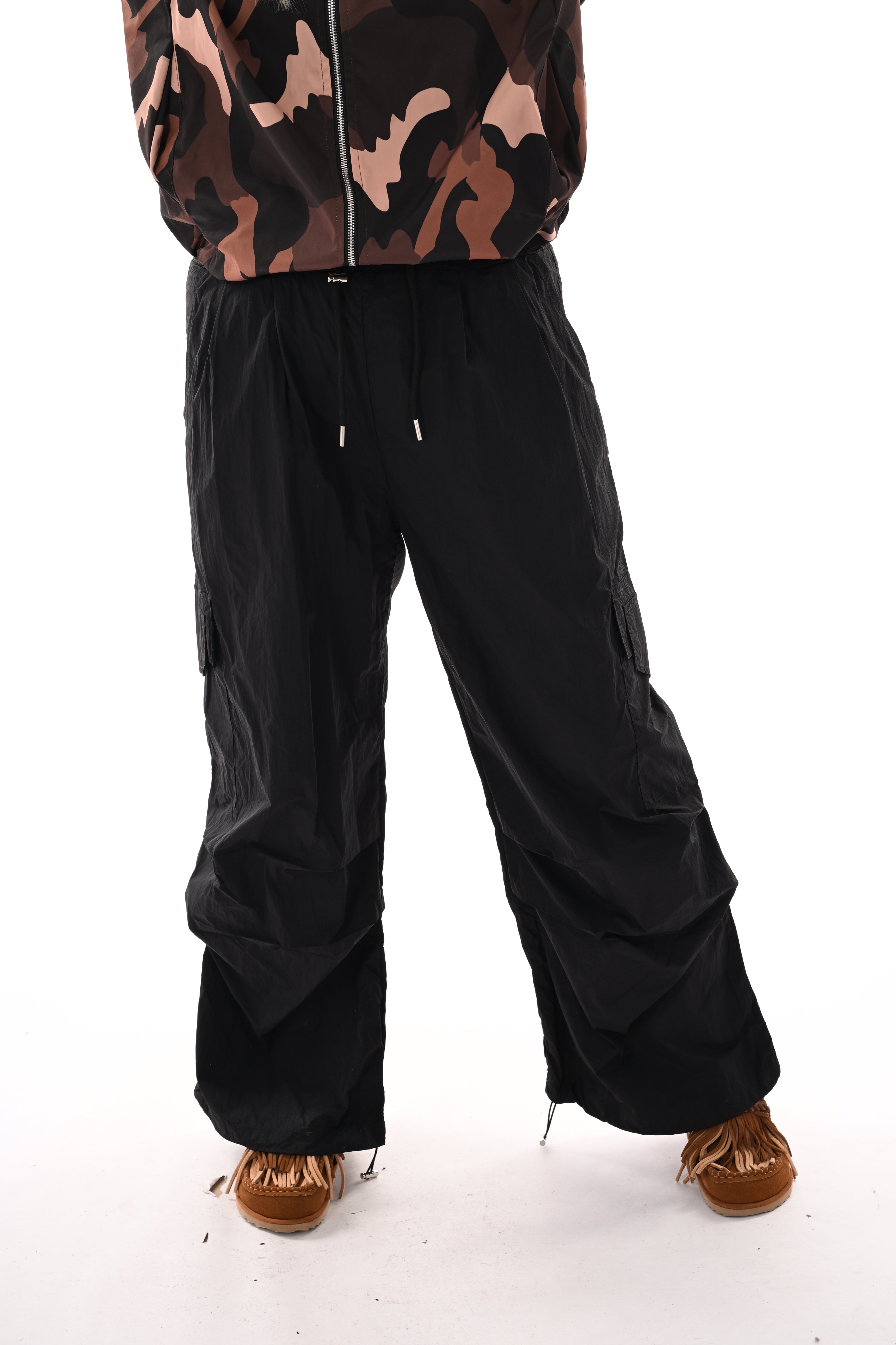 Cargo parachute broek zwart