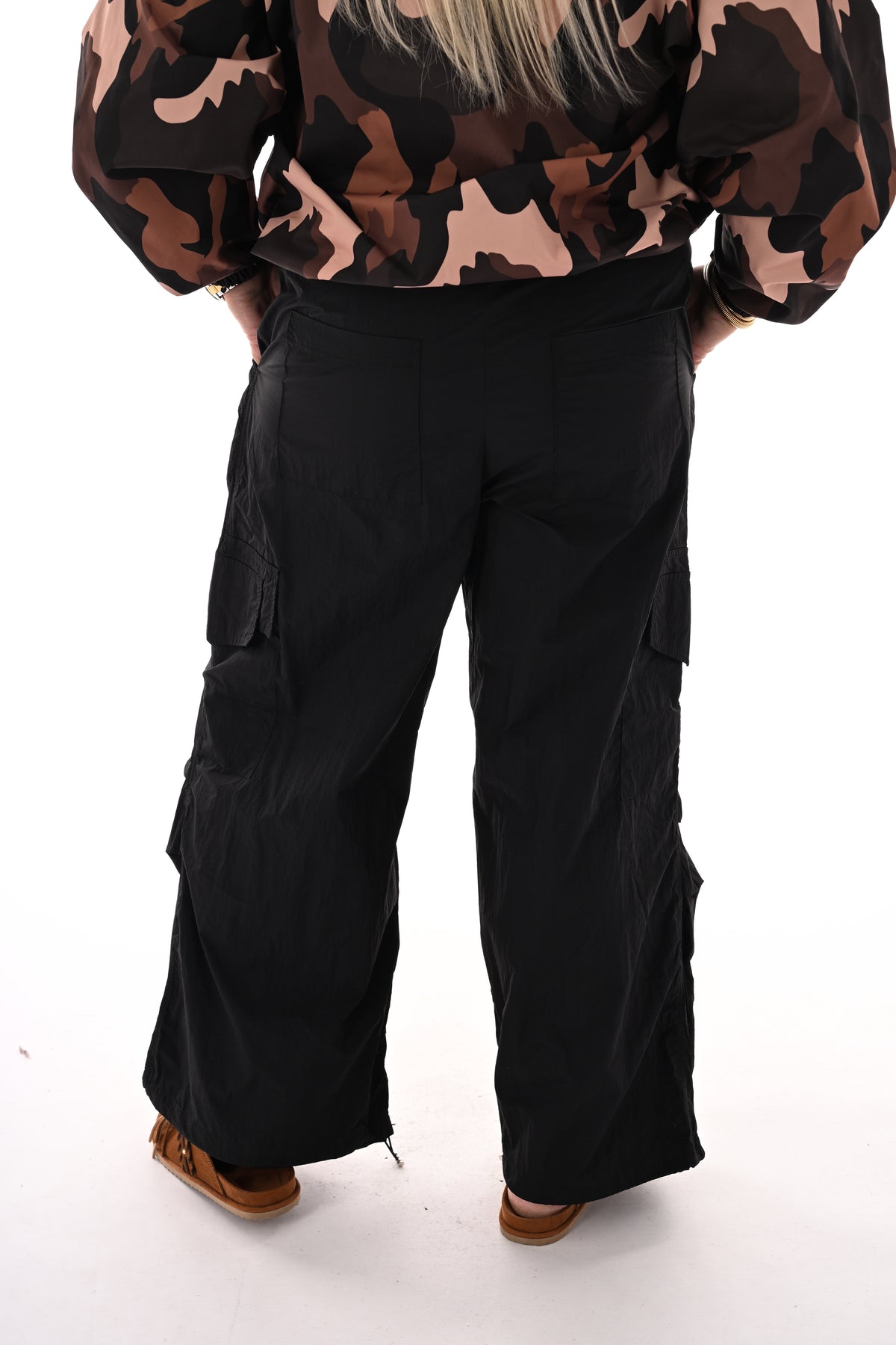 Cargo parachute broek zwart