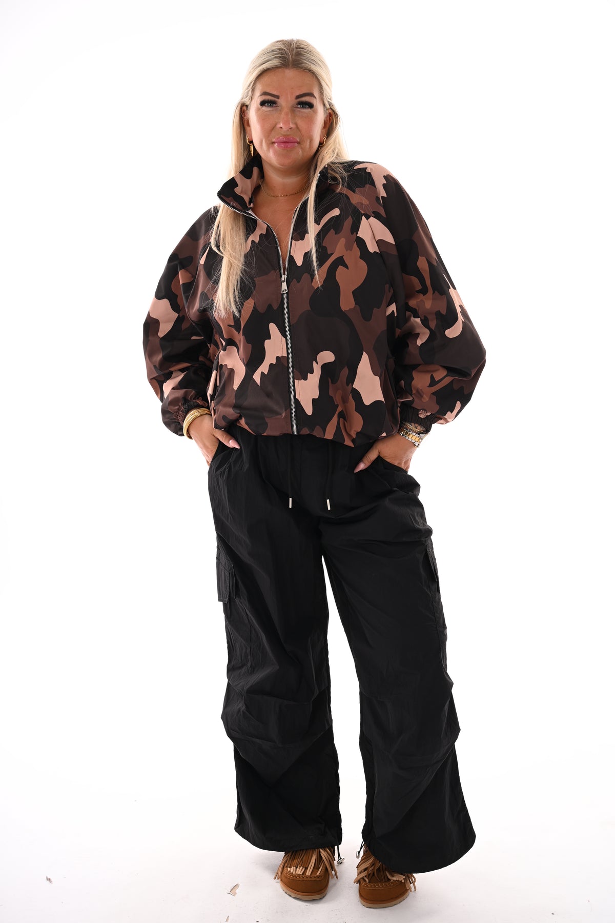 Cargo parachute broek zwart