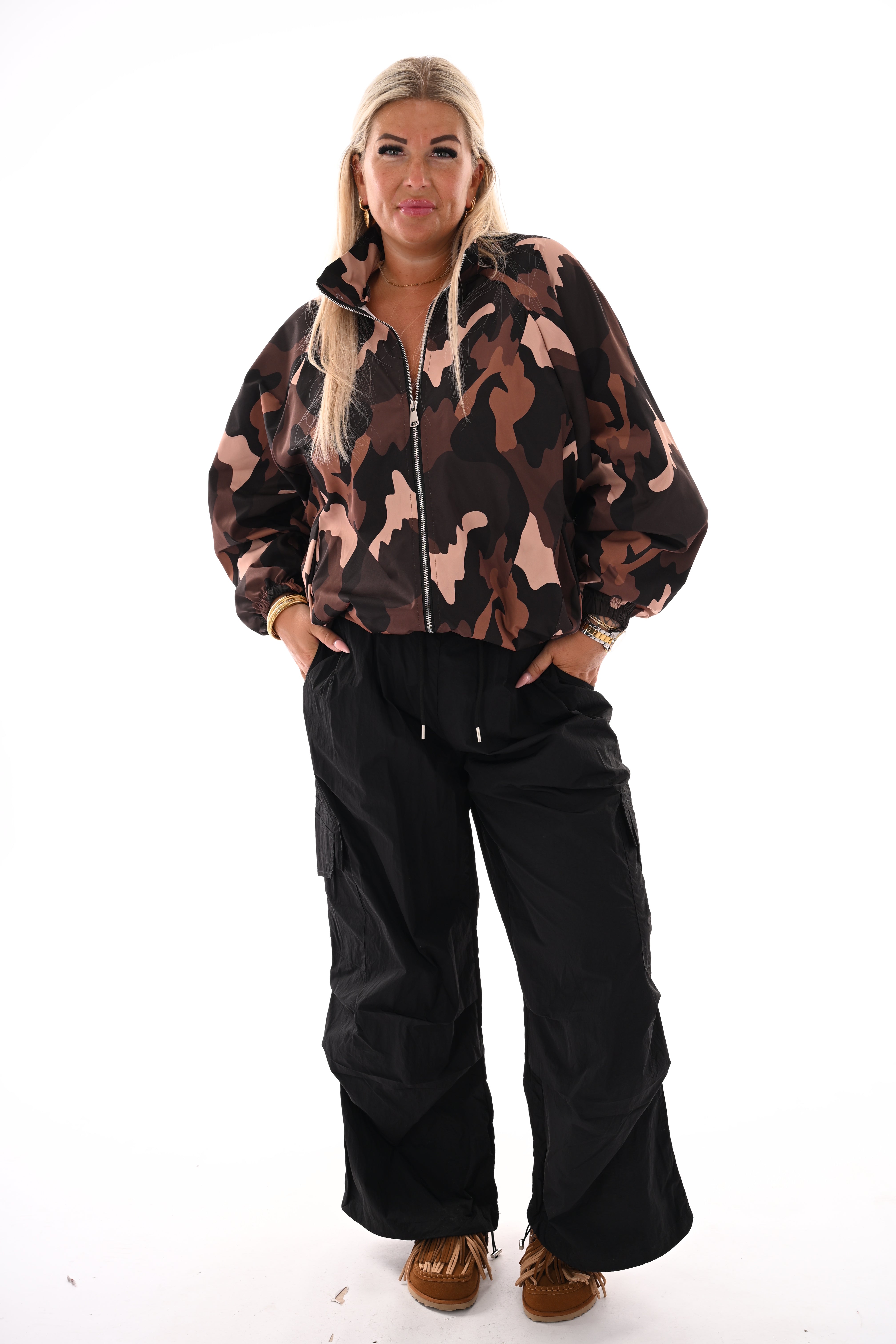 Cargo parachute broek zwart