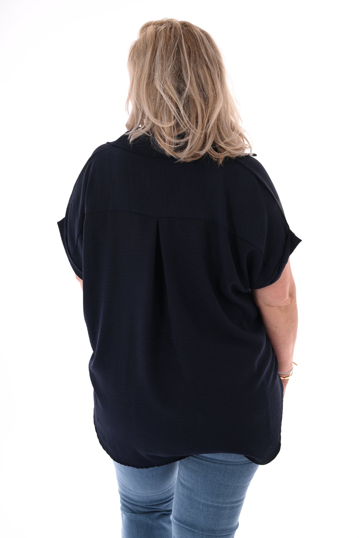 Top v-hals kraag marineblauw