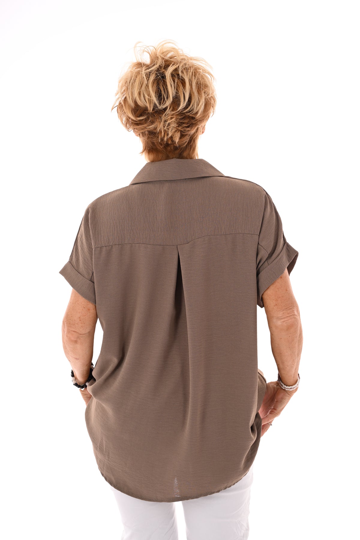 Top v-hals kraag taupe