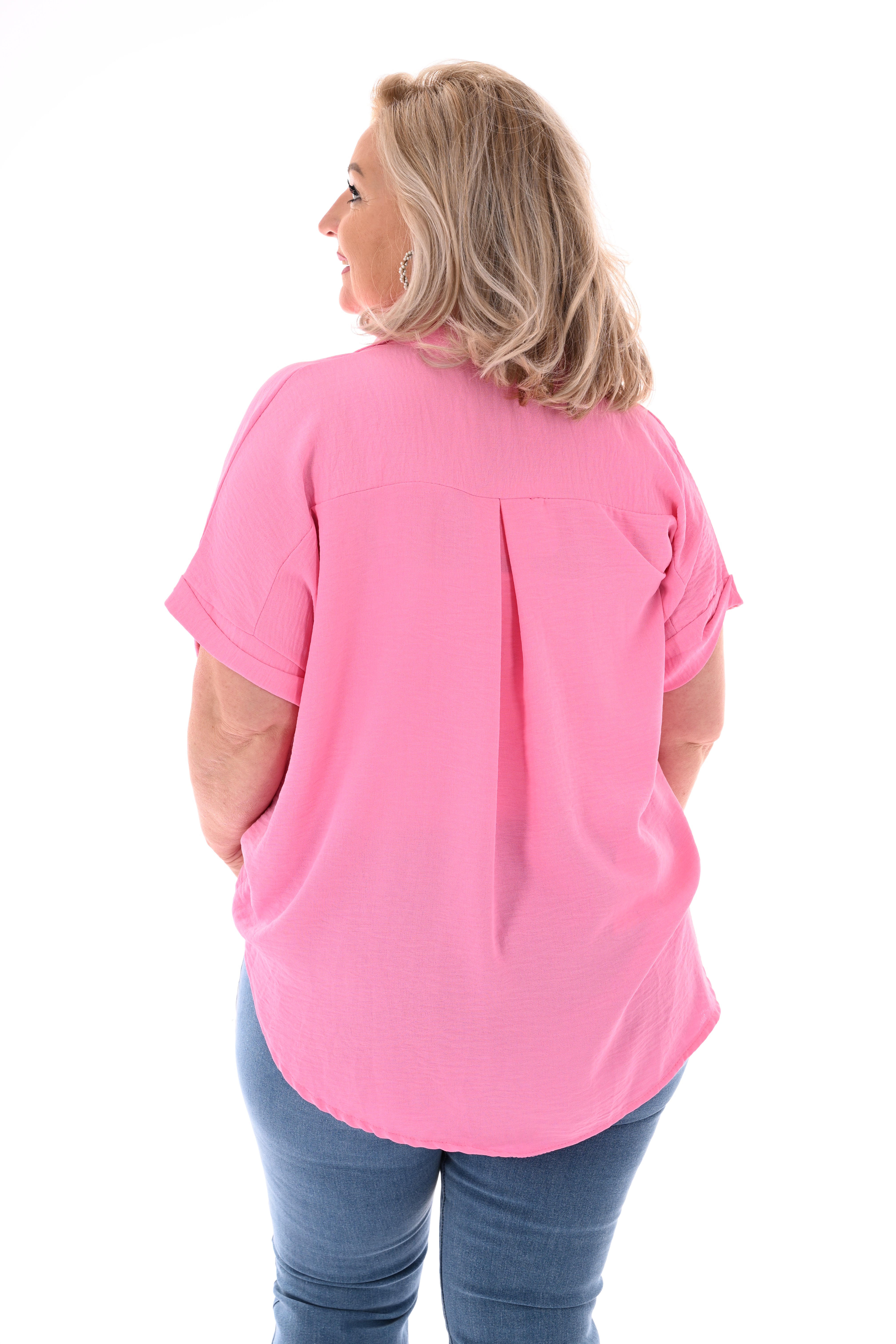 Top v-hals kraag roze