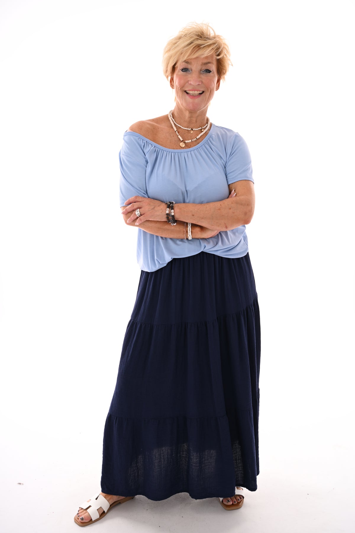 Basic top uni lichtblauw