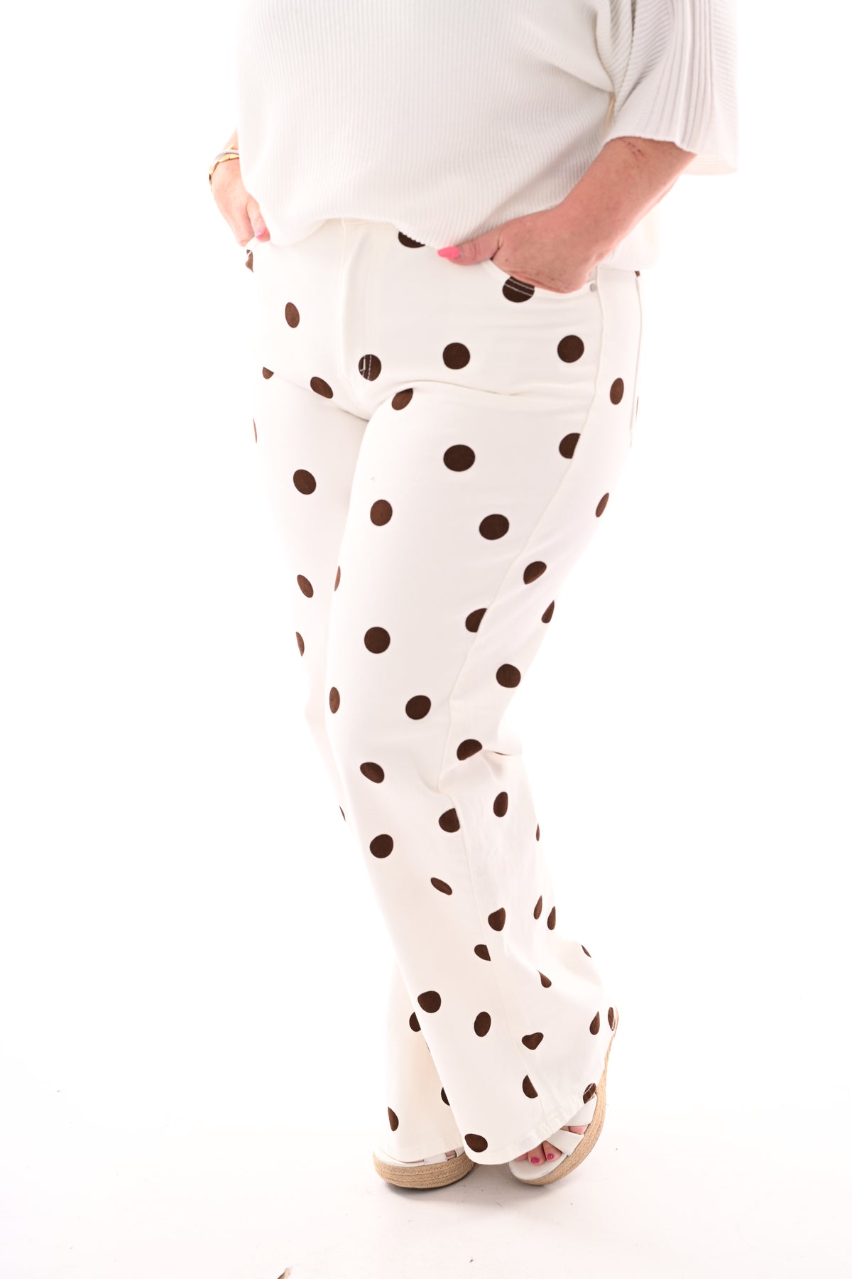 My Queen wide leg dots jeans roomwit/bruin