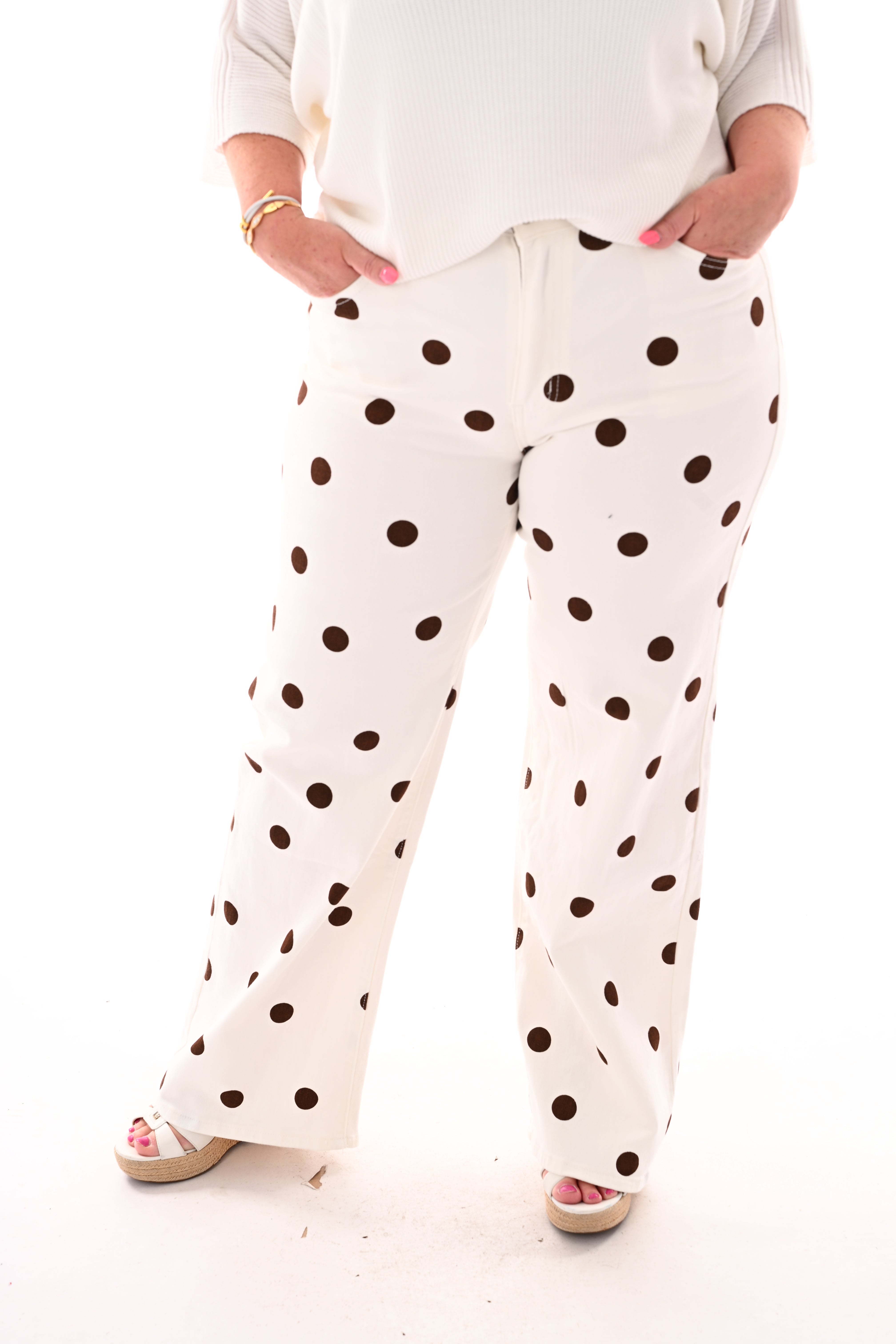 My Queen wide leg dots jeans roomwit/bruin