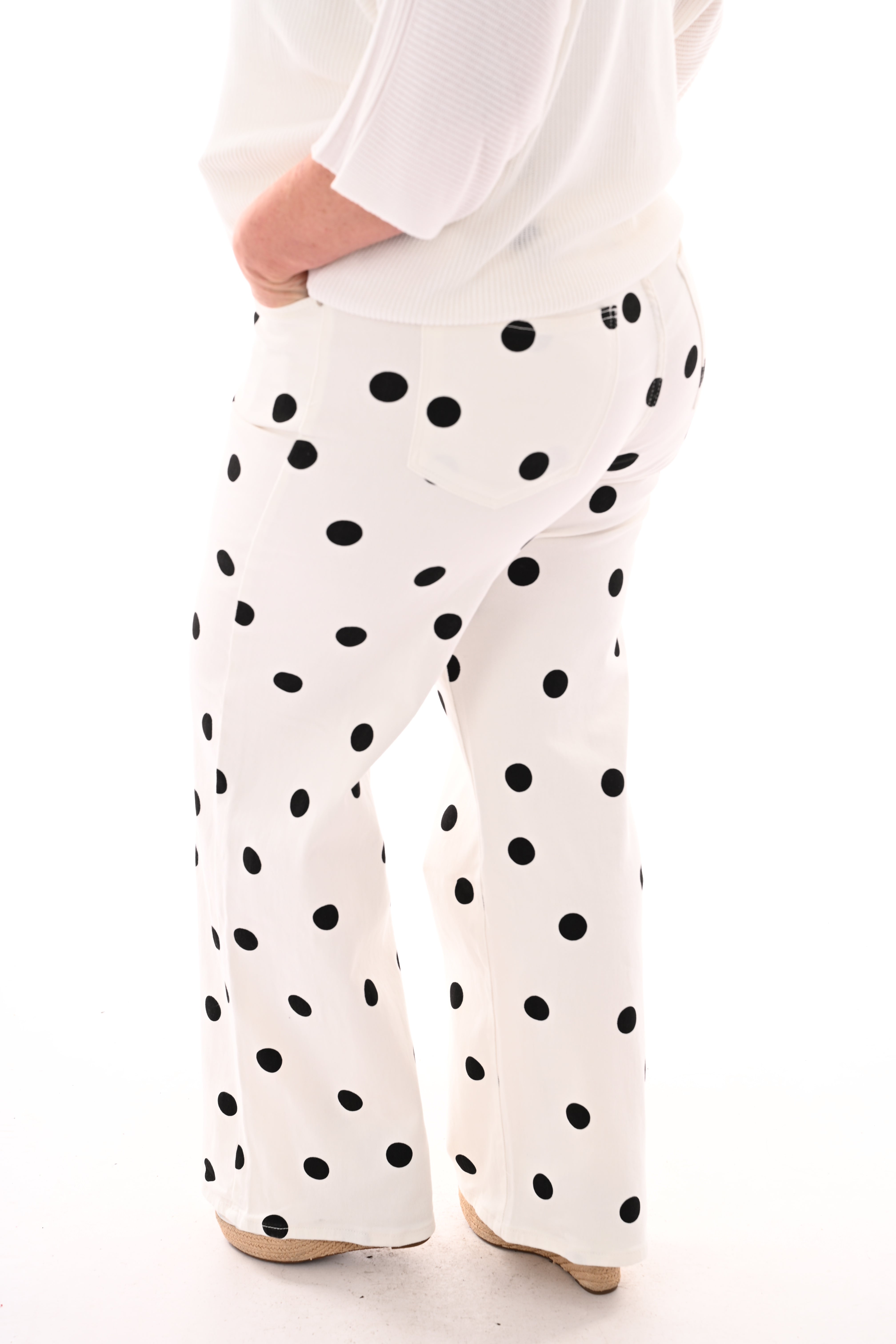 My Queen wide leg dots jeans roomwit/zwart