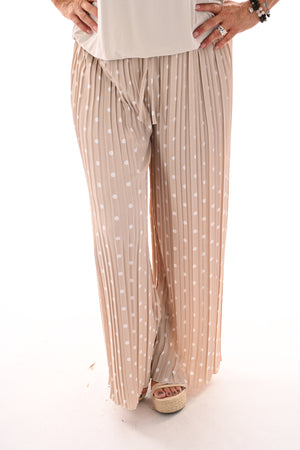 Dots plisse broek beige